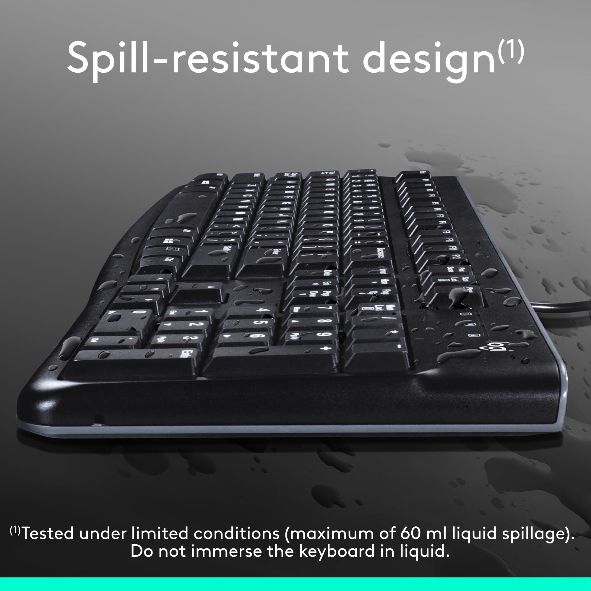 Logitech K120 Wired Keyboard for Windows, Plug and Play, Full-Size, Spill-Resistant, Curved Space Bar, Compatible with PC, Laptop - Black - Image 5