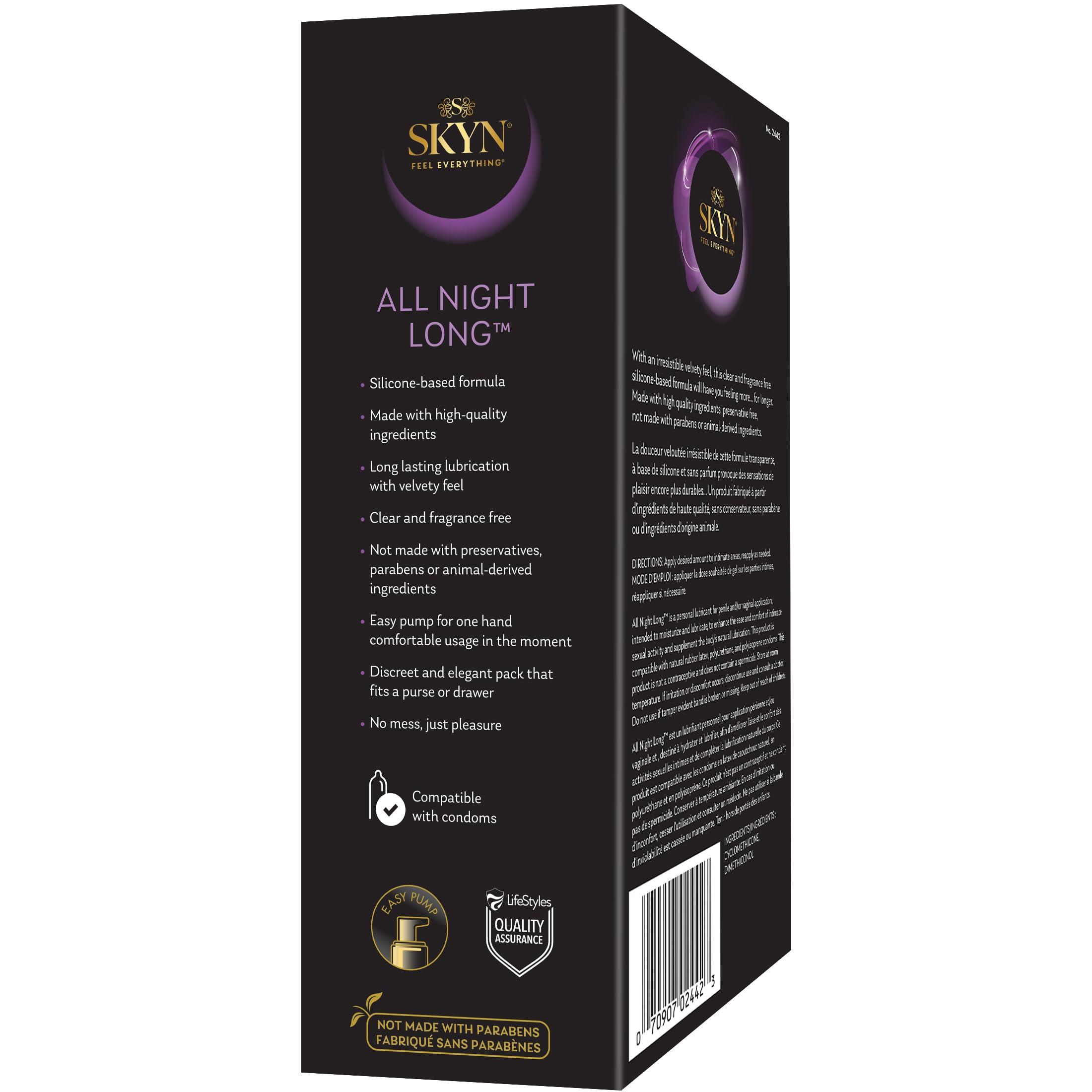 SKYN All Night Long Silicone-Based, Long Lasting Lube (2.7 oz) for Men, Women and Couples, Safe with Latex and Non-Latex Condoms - Image 8