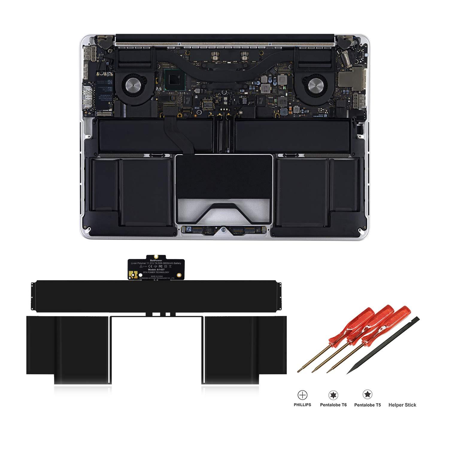 BatPower A1437 Replacement Laptop Battery for Apple Late 2012 Early 2013 MacBook Pro 13-inch Retina A1425 EMC 2557 EMC 2672 Battery MacBook Pro 13" A1425 Apple A1437 Battery 74Wh - Image 4