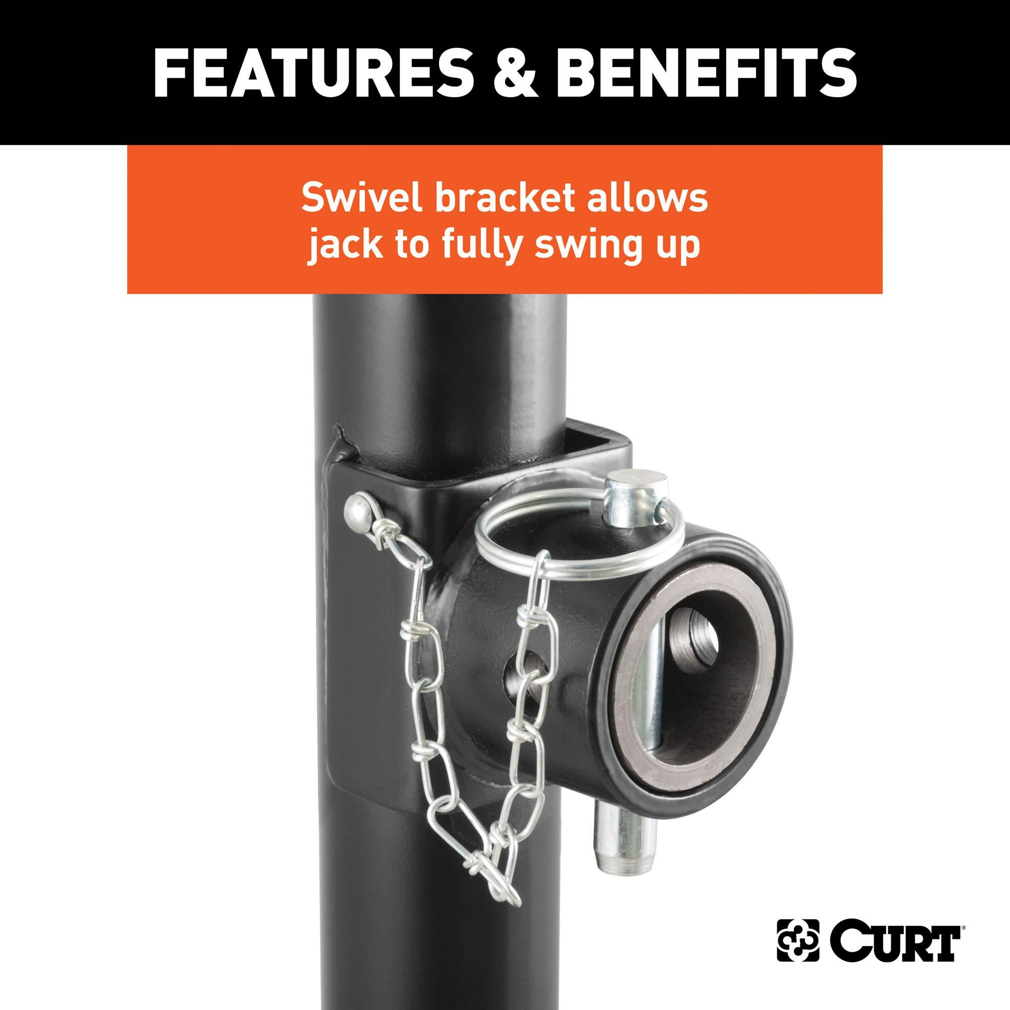 CURT 28324 Weld-On Pipe-Mount Swivel Trailer Jack, 3,000 lbs. Support Capacity, 15 Inches Vertical Travel - Image 4