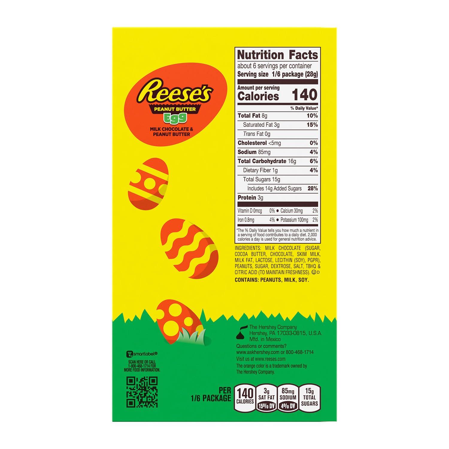 REESE'S Milk Chocolate Peanut Butter Egg, Easter Candy Gift Box, 6 oz - Image 2
