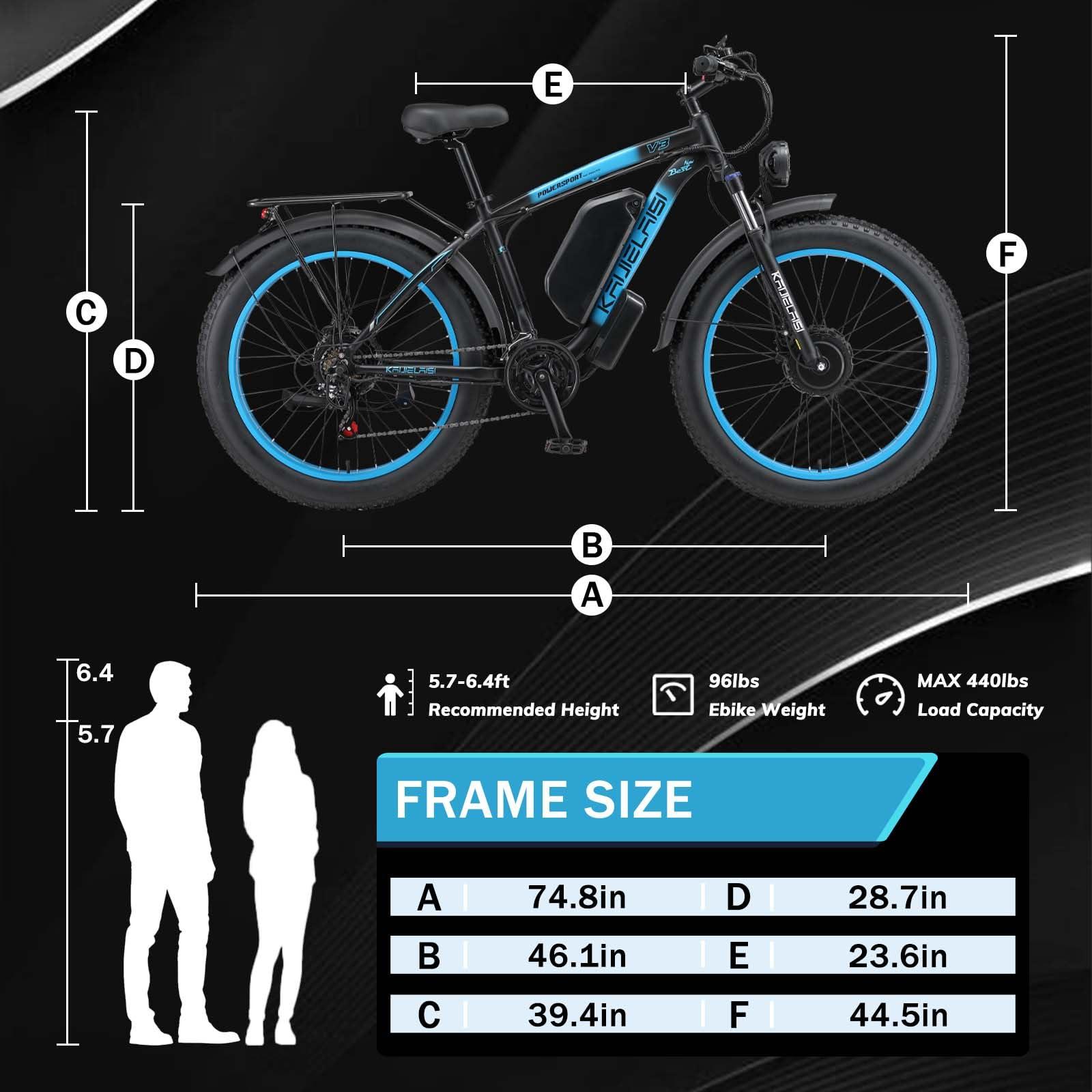 KAIJIELAISI Peak 4000W Dual Motor Electric Bike for Adult, 26 Inch Fat Tire All Terrain Electric Bike with 48V 23AH Battery Long Range E Bike, 21 Speed ​​Electric Dirt Bikes for Men. - Image 5