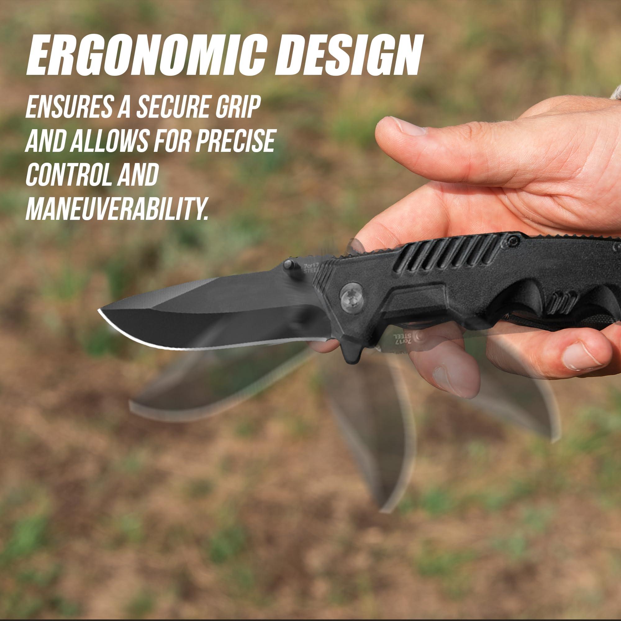 AOSILEY Pocket Folding Knife with Stainless Steel Point Lock Blade Knives and Lightweight Lockback Multi-Tool for Camping, Outdoor, Hunting，Survival and EDC - Image 6