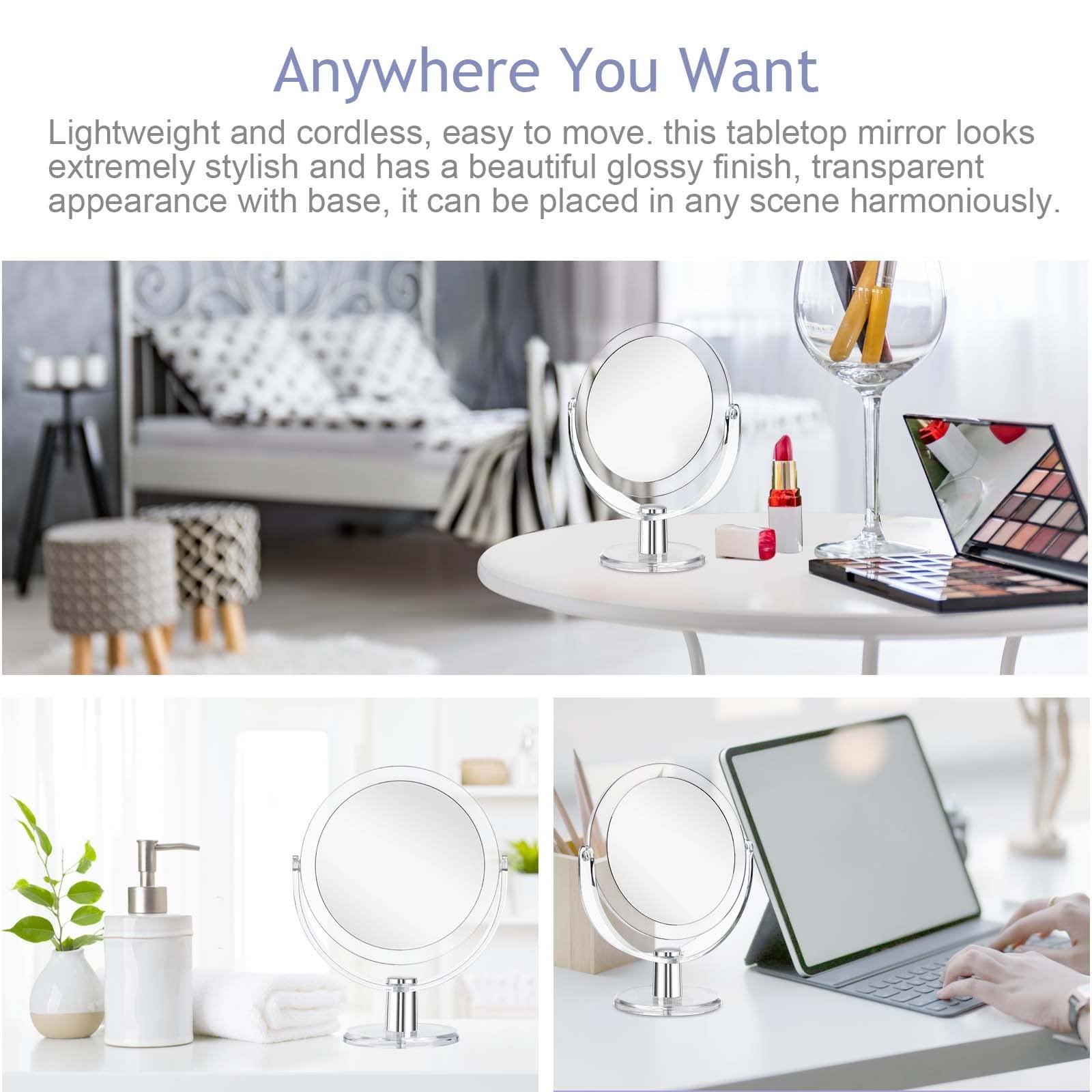 CLSEVXY Vanity Mirror Makeup Mirror with Stand, 1X/15X Magnification Double Sided 360 Degree Swivel Magnifying Mirror, 6.25 Inch Portable Table Desk Counter top Mirror Bathroom Shaving Mirror - Image 6