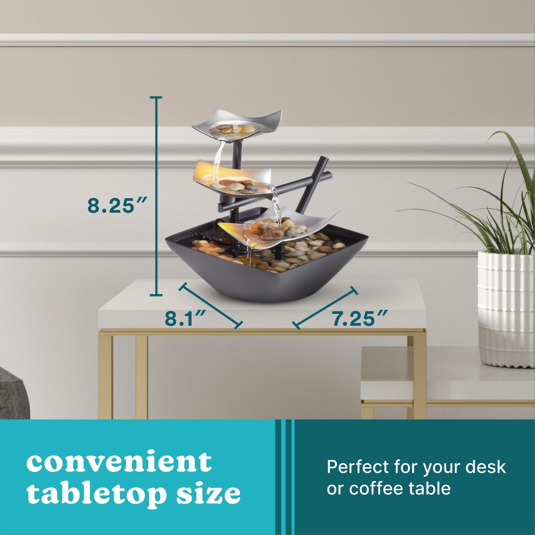 Homedics Tabletop Water Fountain, Home Décor Soothing Sound Machine - Automatic Pump, Deep Basin & Natural River Rocks. Indoor Zen Relaxation for Office, Living Room, or Bedroom, 8.25” Tall - Image 3