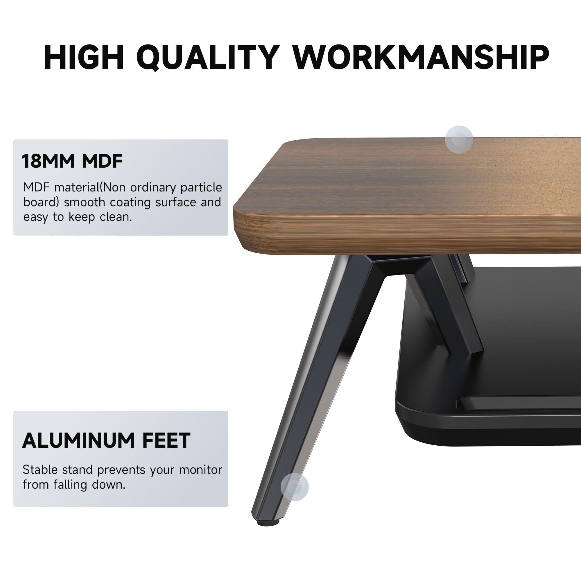 Fenge Monitor Stand, Monitor Stands Riser for Desk, 23.6 Inch Wood Desk Shelf with Storage Organizer and Cable Management for Office Desk Accessories - Image 5