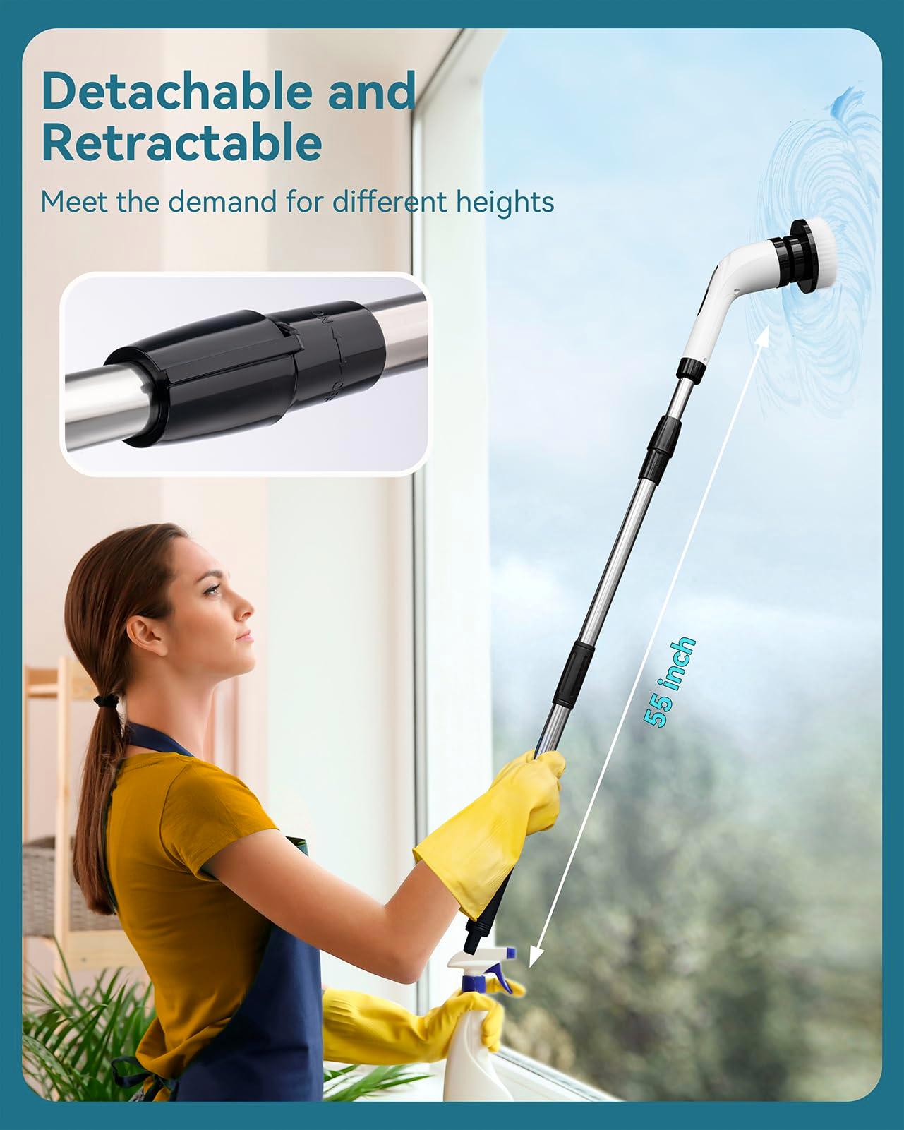 Electric Spin Scrubber for Cleaning Bathroom: Cordless Power Shower Scrubber - Electric Cleaning Brush for Tile Tub - Image 2