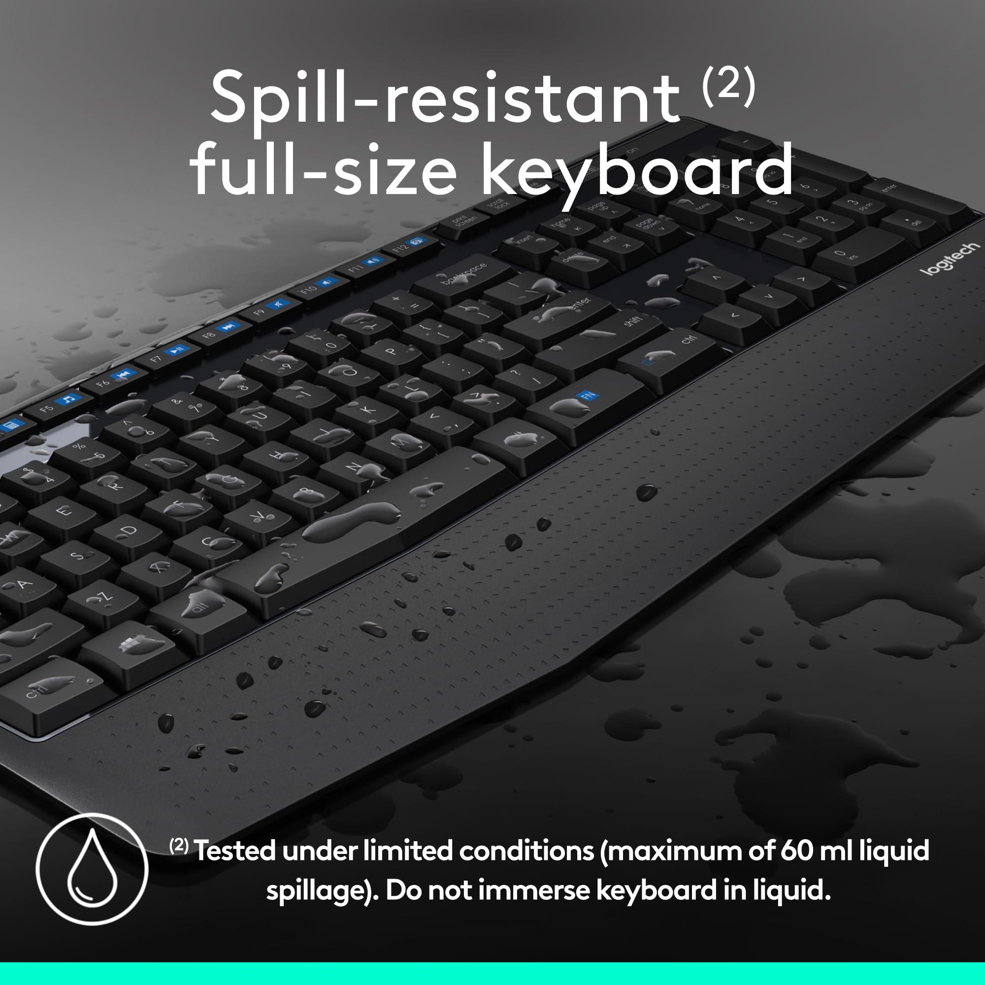 Logitech MK345 Wireless Keyboard and Mouse Combo with Palm Rest, 2.4 GHz USB Receiver, Compatible with PC, Laptop, Black - Image 4