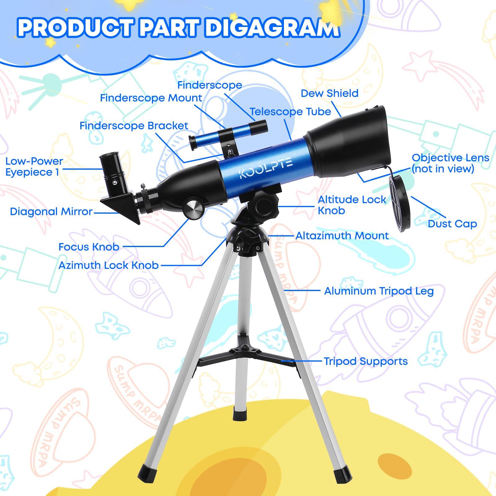 Kids Telescope, 50mm Aperture 360mm Refractor Telescope with Tabletop Tripod and Two Eyepieces, Perfect for Astronomy Beginners, for Kid 6 to 18 Years Old, Exclusive Kids Toy Gift - Image 3
