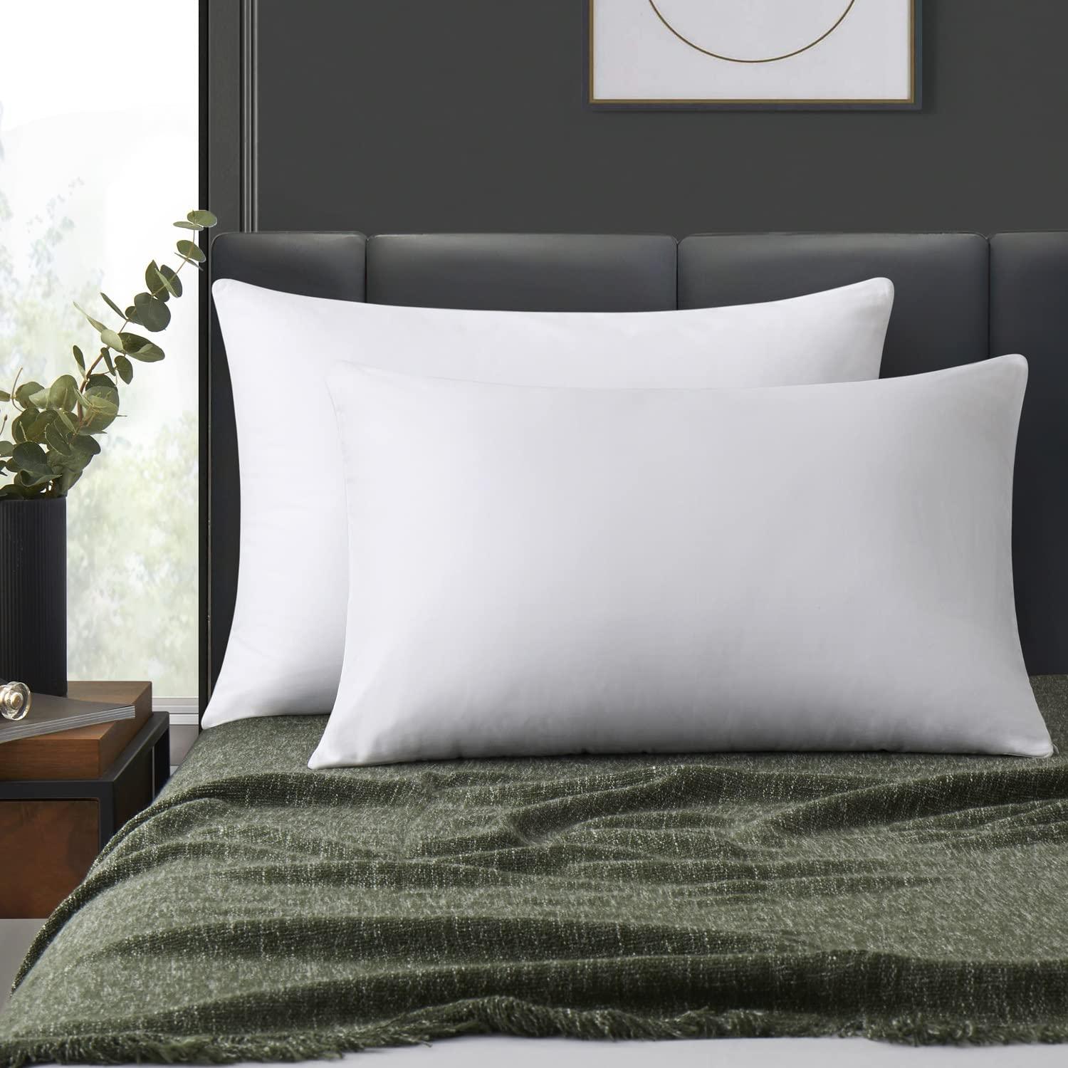 LOSAFEFE 100% Cotton Zippered Pillow Cases Standard Size Set of 4, Super Soft & Breathable Pillow Protectors with Zipper, White Pillow Case Covers 20x26 Inches