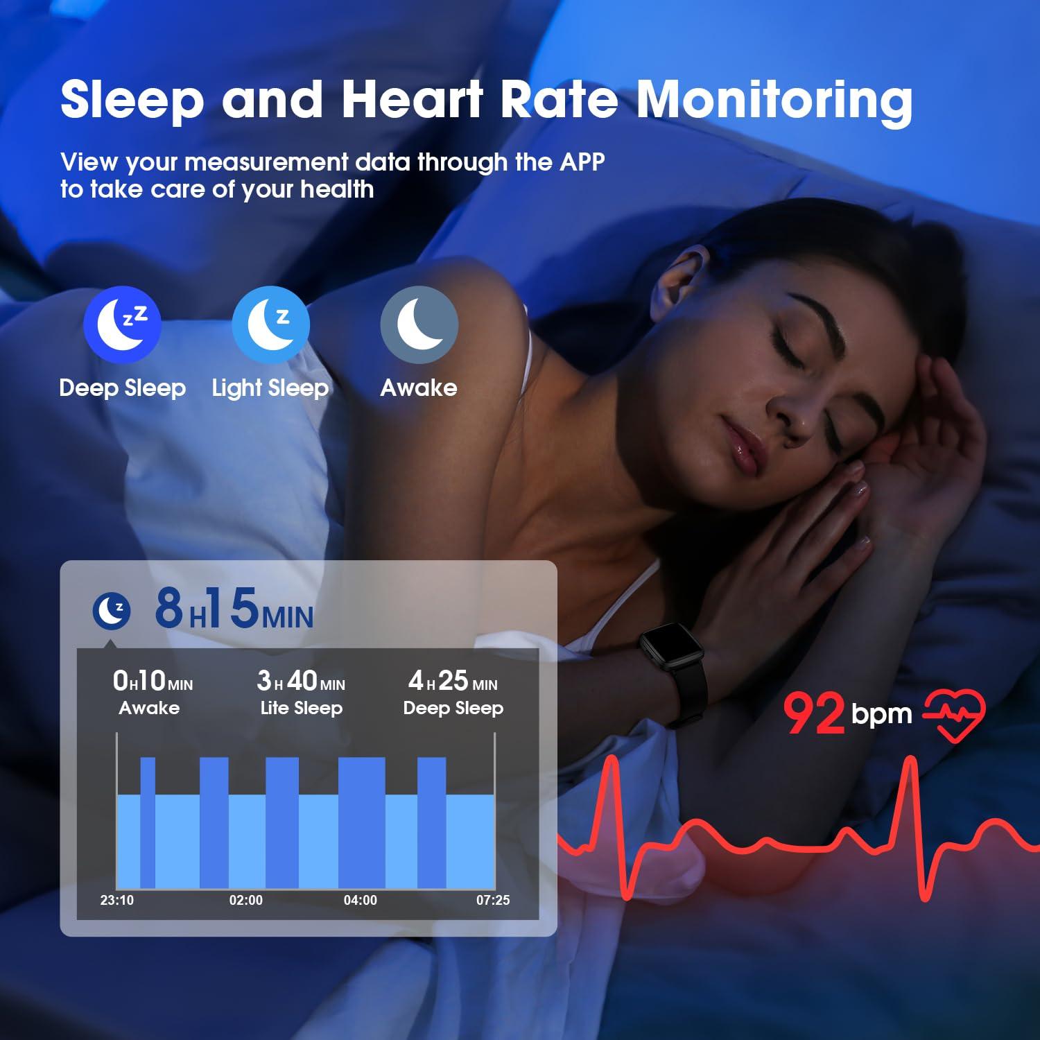Fitness Tracker Watch with Heart Rate Monitor, Large Screen Activity Tracker with Pedometer, Sleep Monitor, Calories & Step Counter, 5ATM Waterproof Smart Watch for Women Men Fitness Watch for Sports - Image 7