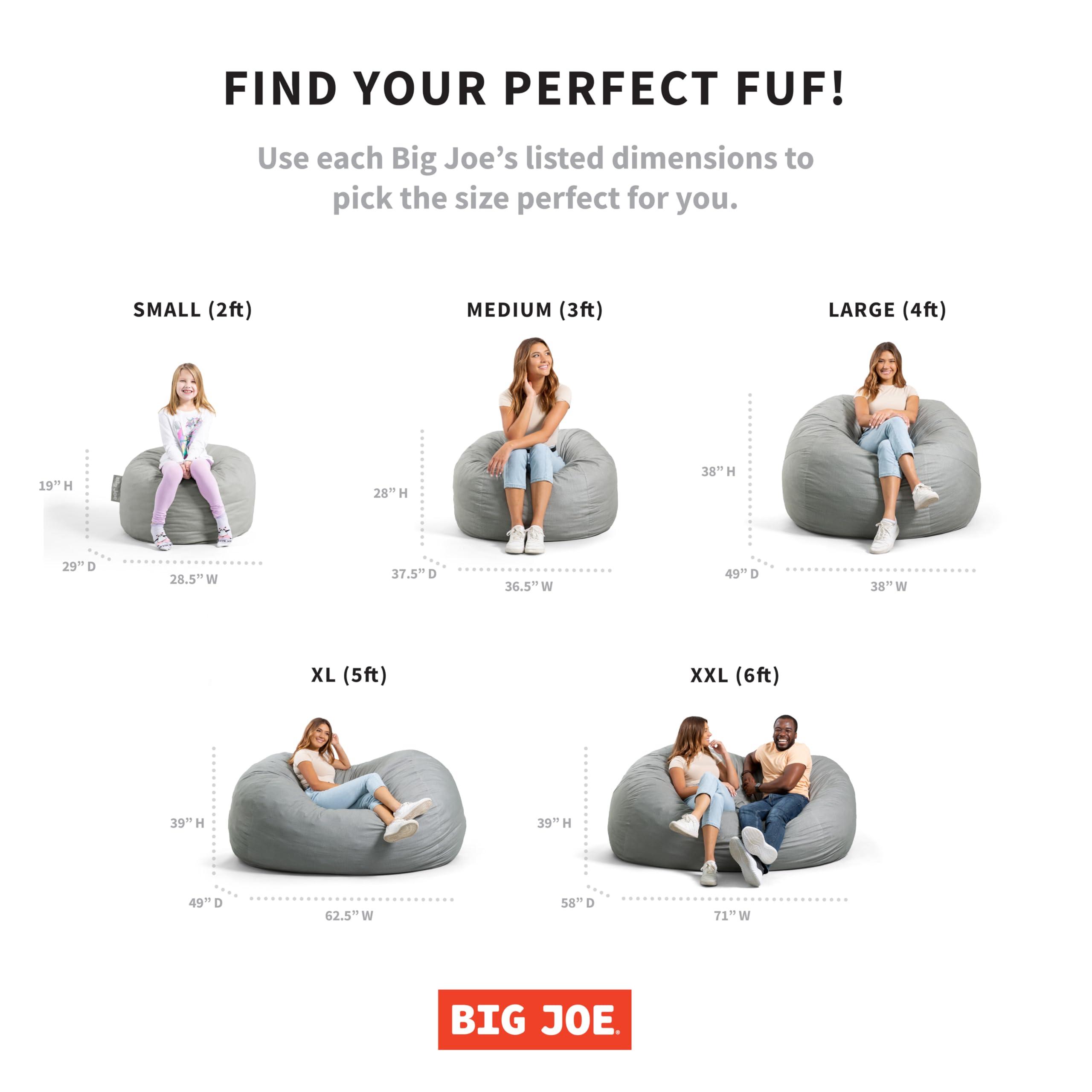 Big Joe Fuf XXL Foam Filled Bean Bag Chair with Removable Cover, Fog Lenox, Durable Woven Polyester, 6 feet Giant - Image 3