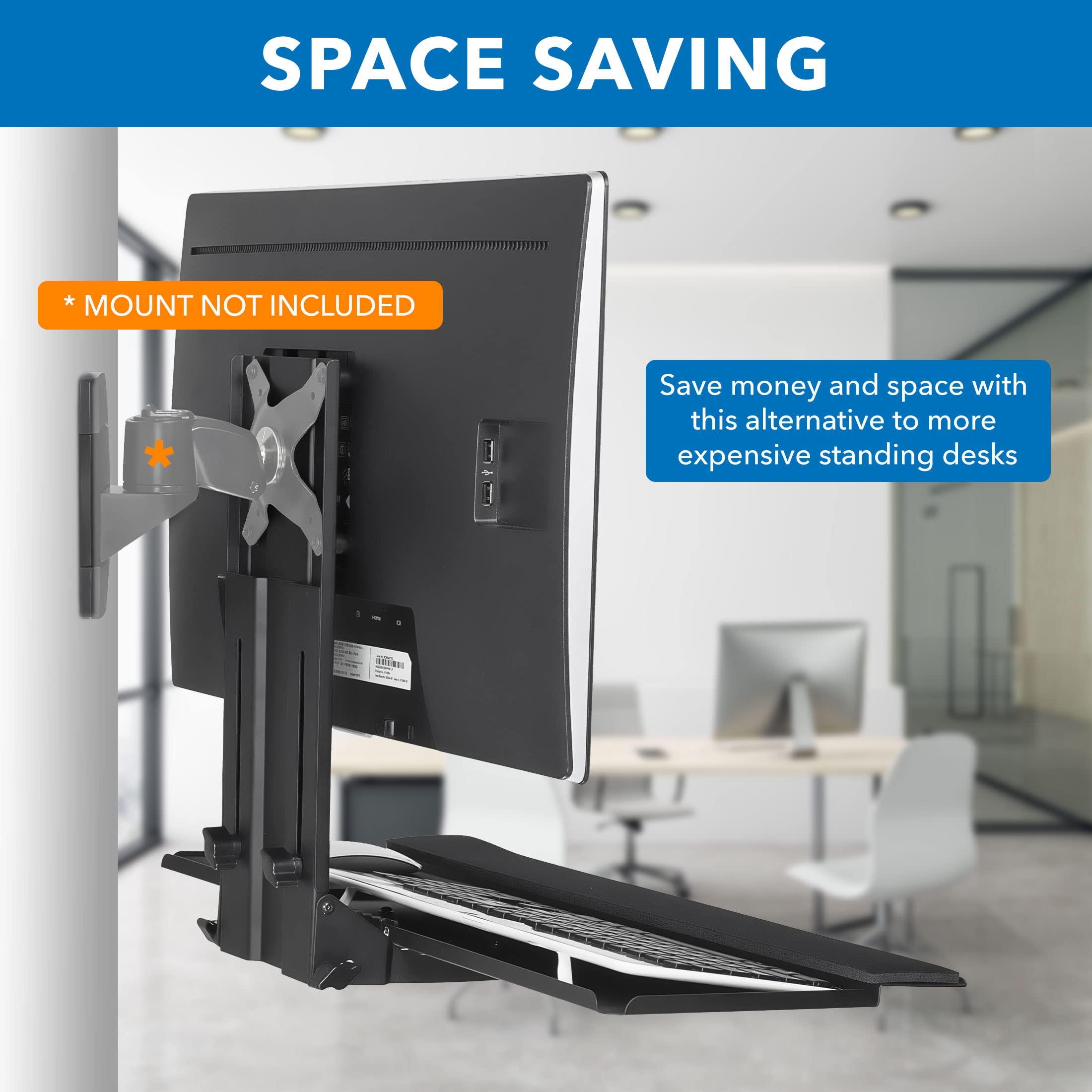 Mount-It! Monitor and Keyboard Wall Mount, Height Adjustable Standing VESA Keyboard Tray, 25 Inch Wide Platform with Mouse Pad (MI-7915) - Image 5