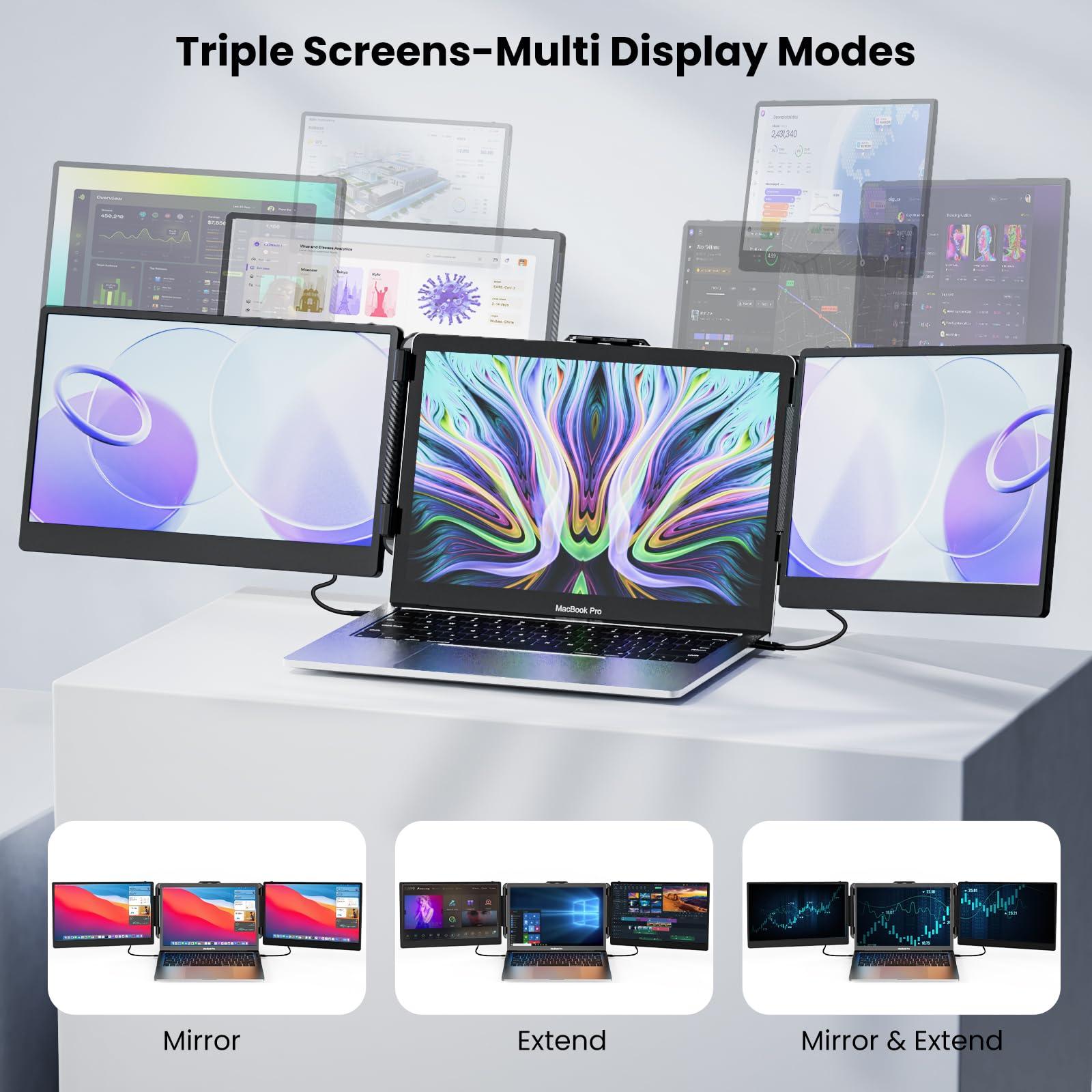 SMISEACOW Laptop Screen Extender Kwumsy S2 Triple Laptop Monitor Extender Ultra Slim 14" 1080P FHD IPS Portable Monitor for Laptop with Stand Compatible with Mac Windows Linux Switch PS4/5 - Image 5