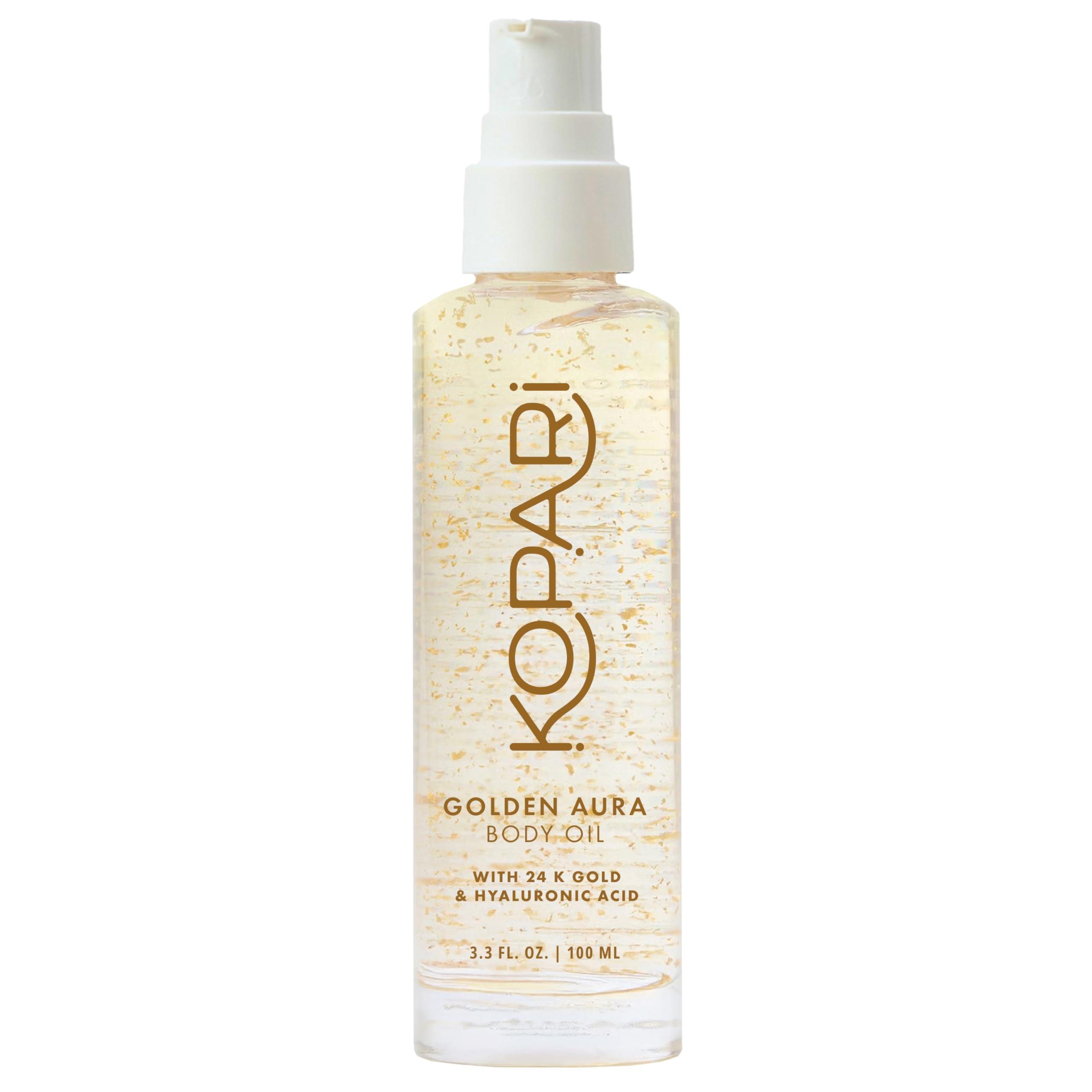 Kopari Golden Aura Body Oil with 24k Gold & Hyaluronic Acid - Hydrating Formula for Glowing Skin 3.3 oz