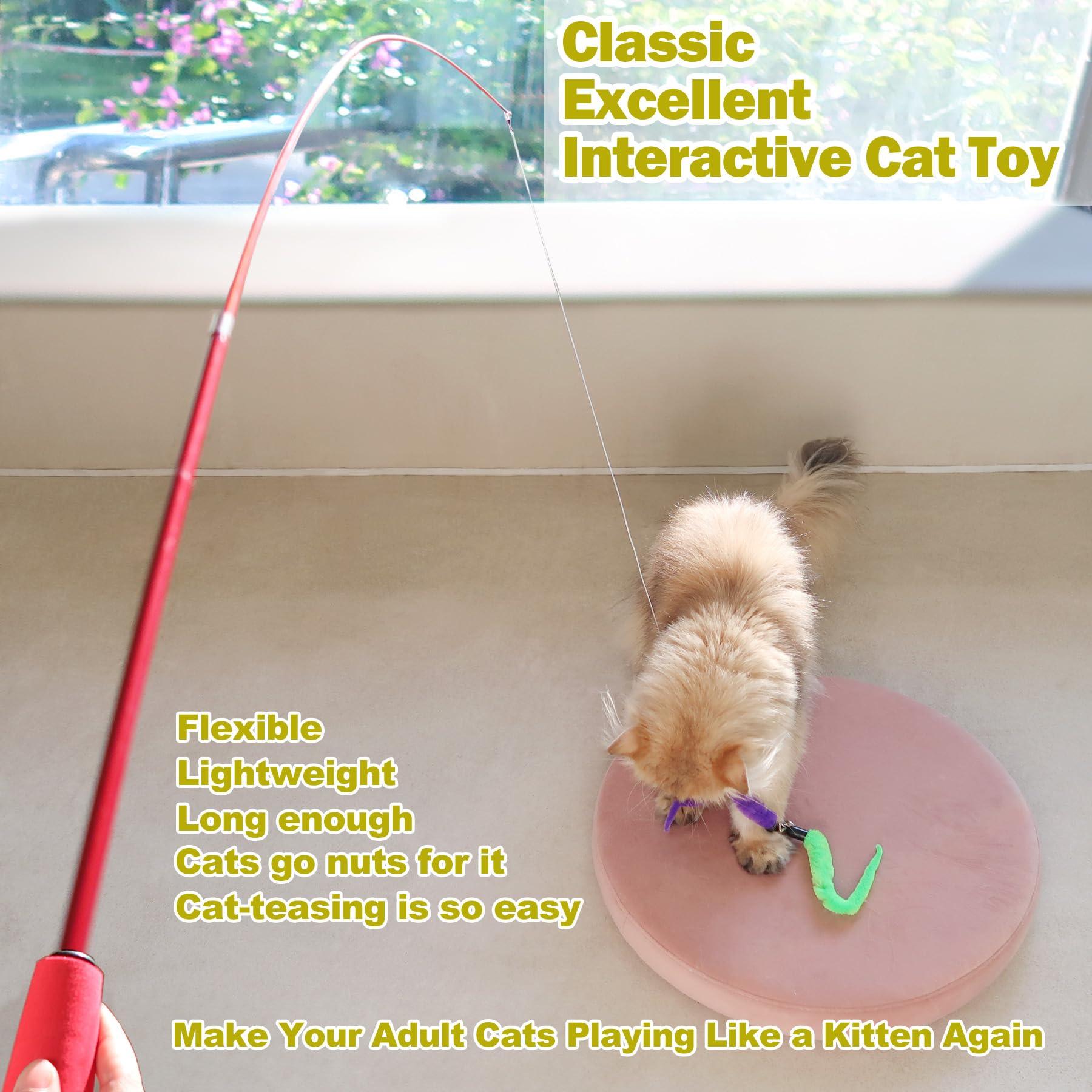 MeoHui Interactive Cat Toys - Retractable Wand Toy and Feather Toys Refills for Indoor Cats to Chase and Exercise - Image 2