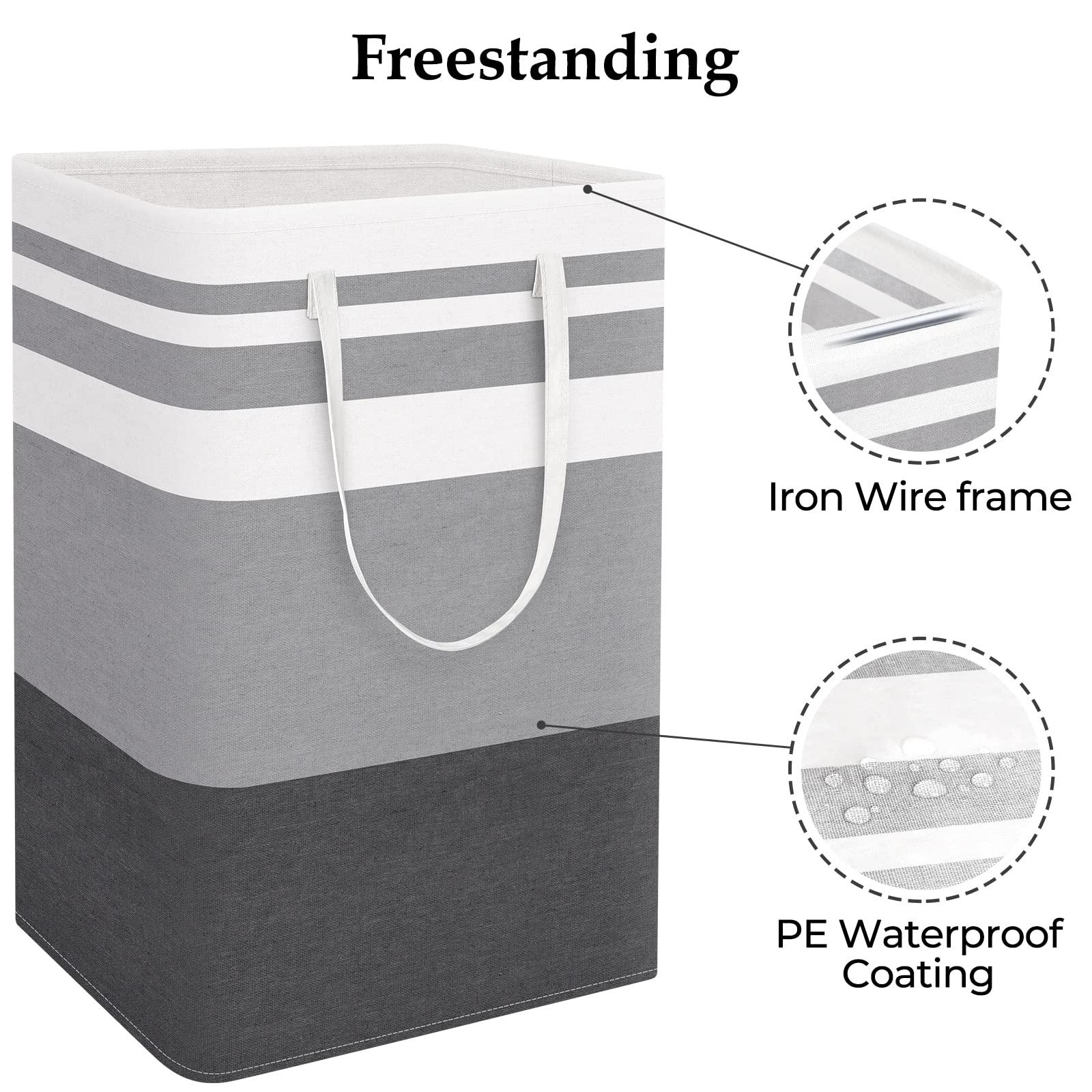 StorageRight Large Collapsible Laundry Basket Hamper with Easy Carry Handles，Freestanding Clothes Hampers for Laundry, Bedroom, Dorm, Towels, Toys, 75L, Gradient Grey - Image 4