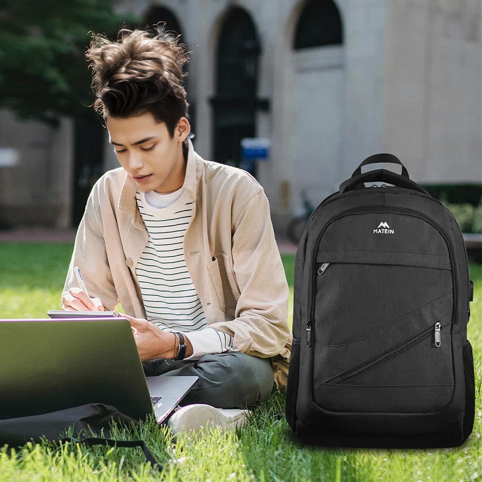 MATEIN School Laptop Backpack, Large TSA Friendly College Computer Bookbag with Laptop Compartment Fits 17 Inch Notebook, Water Resistant Work Travel Backpack, Graduation Gifts for Men Women - Image 9