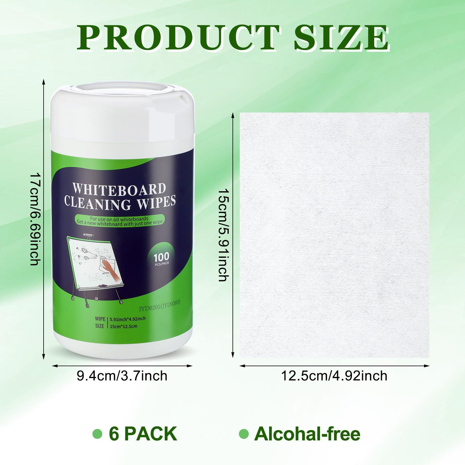 Threlaco 6 Pack Dry Erase Wipes 600 pcs Whiteboard Cleaning Wipes Wet Whiteboard Cleaner Classroom Teacher Supplies, 100 pcs Per Canister - Image 3