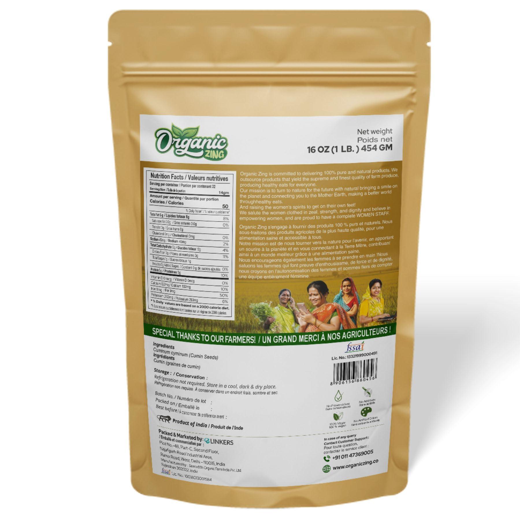Organic Zing Cumin Seeds | 100% Vegan and Chemical Free | Sabut Jeera | Contains No Additives | Packed and Produced in India - 454 gm(Pack of 1) - Image 3