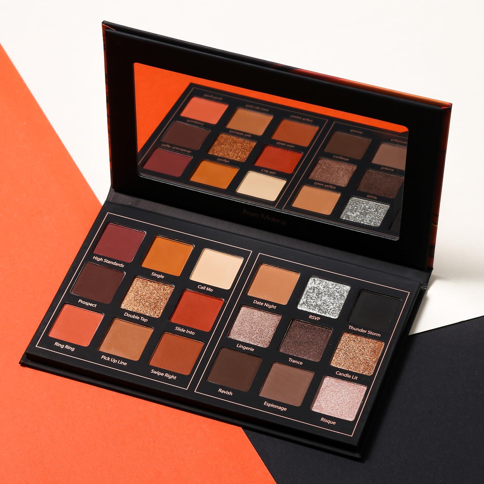 Prism Makeup Matte Eyeshadow Palette Pro 18 Colors Pigmented Shimmer Glitter Eye Shadow Palette, Long Lasting Waterproof Smokey Powder Cosmetics Halloween Makeup Kit (01# Seductress) - Image 8