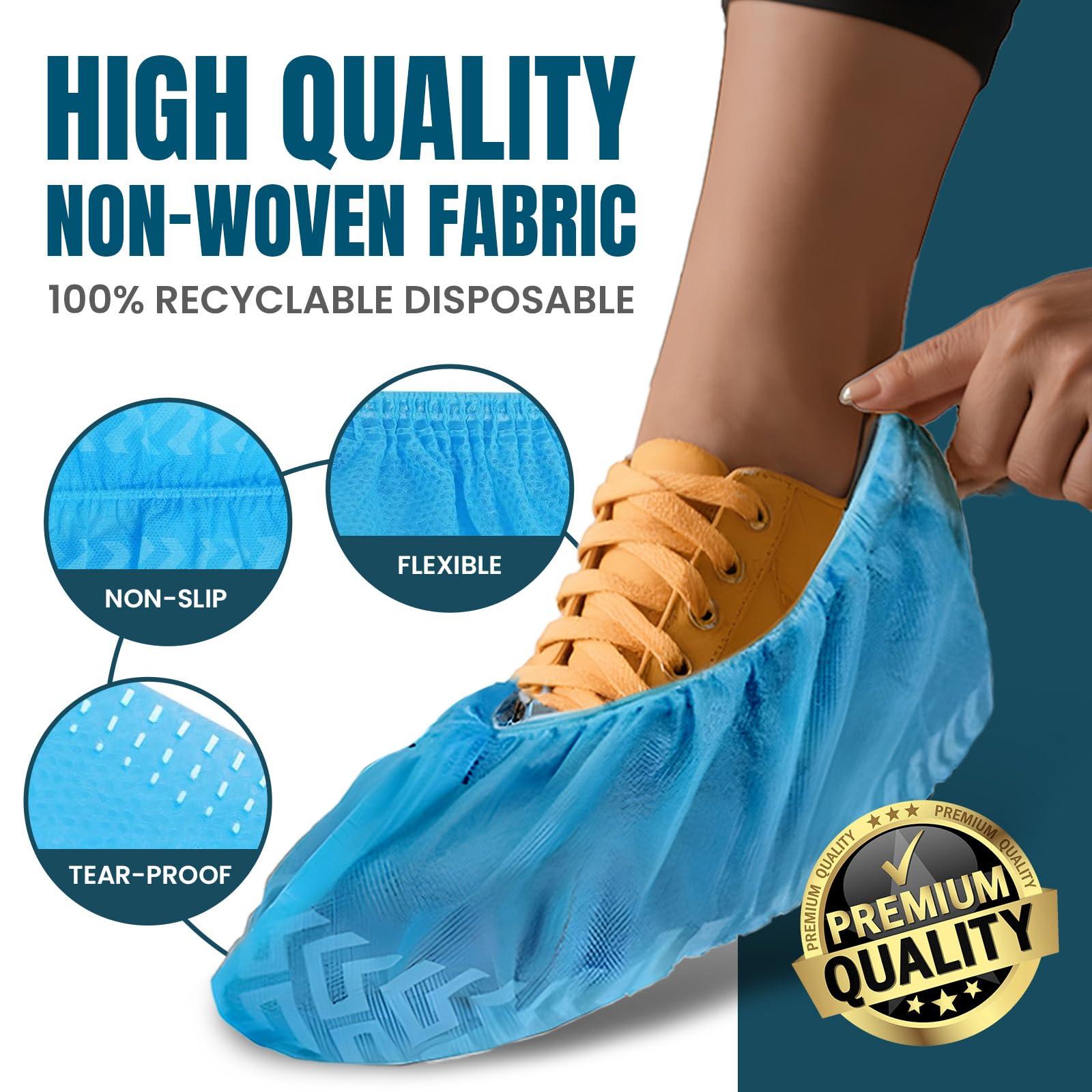 Alvexa Shoe Covers Disposable Non-Slip, Large 100 Count, Premium Cloth Boot Covers, Slip-Resistant, Durable, Breathable, Non-Toxic, Recyclable, Stretchable – Fits Men 11/Women 13 – Blue - Image 3