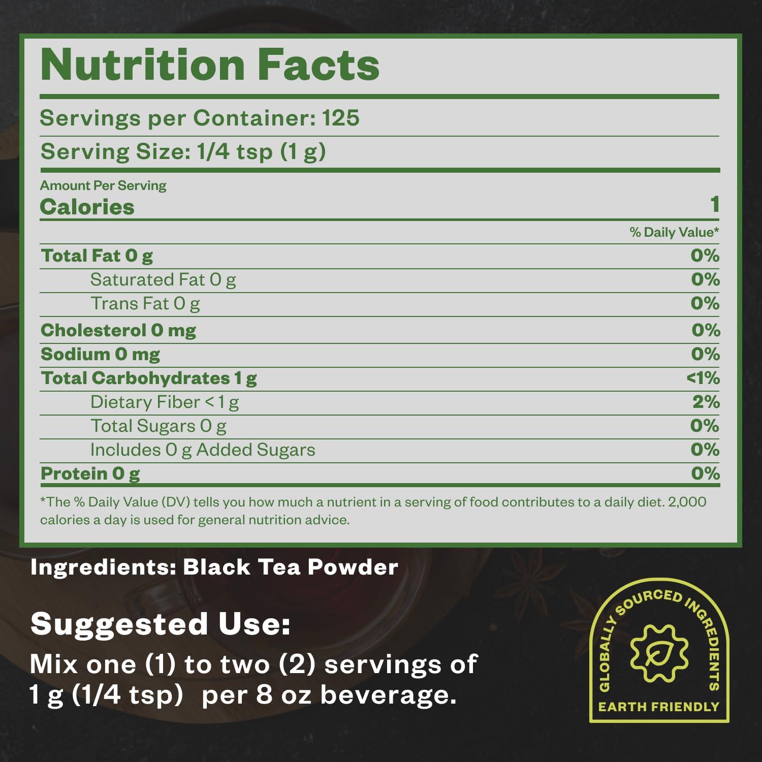 Purisure Instant Black Tea Powder, 125g, Pure Formula, Quick Dissolve for Hot/Cold Tea, Unsweetened Instant Tea Powder for Beverages, Baking, Energy & Health Boost, No Additives, Non-GMO, 125 Servings - Image 2