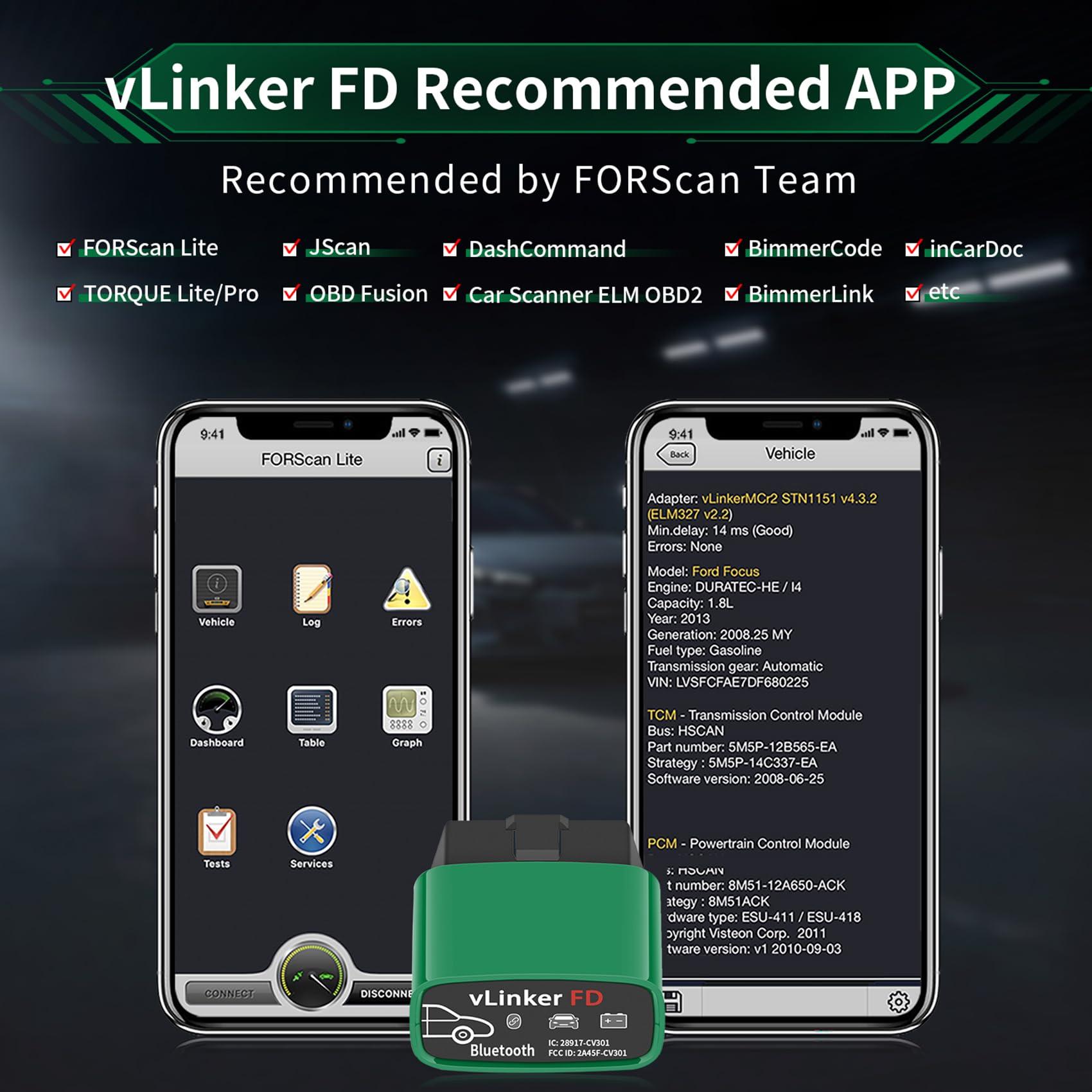 V-gate vLinker FD Bluetooth OBD2 Scanner Diagnostic Tool, Car Code Readers & Scan Tools for Android & Windows (Not iOS), Wireless OBD2 Adapter Auto All System Diagnostic to Check Engine Light - Image 7