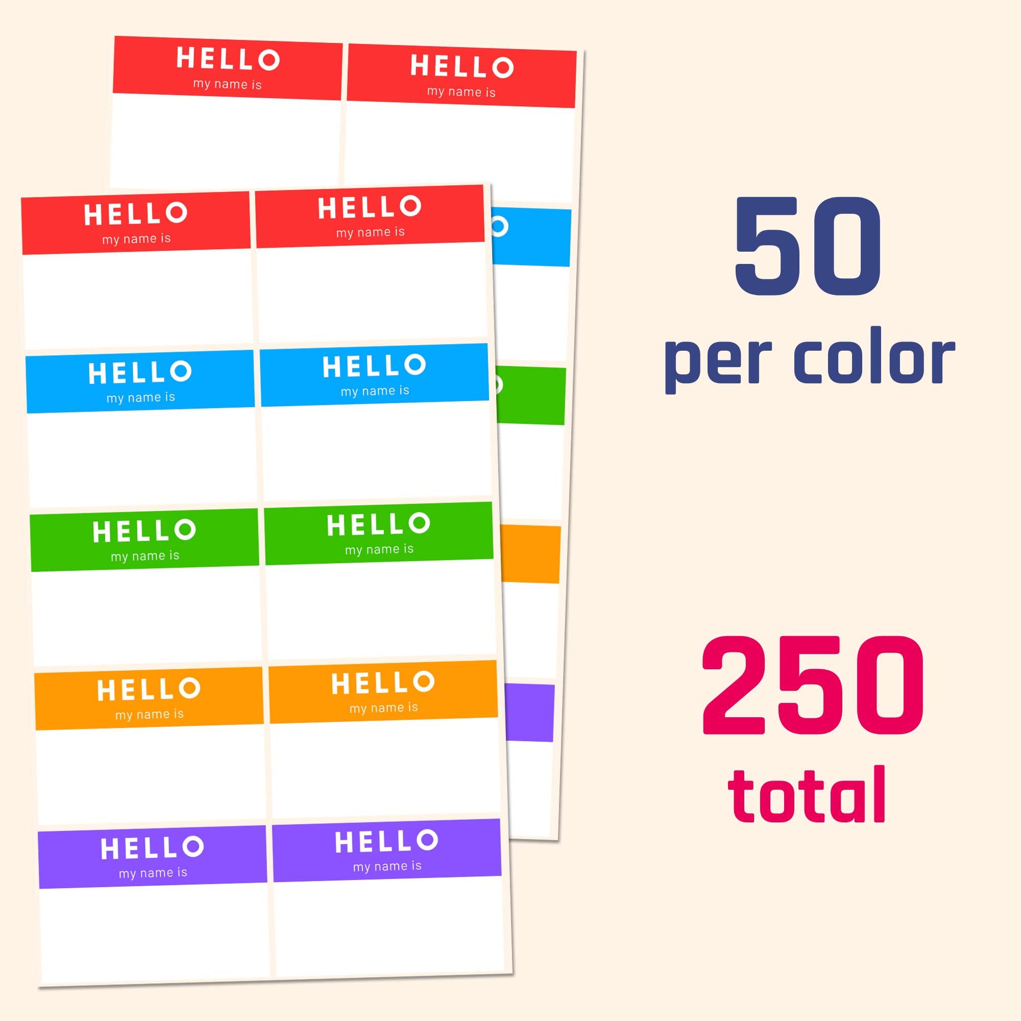 250 Pack - Hello My Name is Stickers, Name Tags Stickers Labels - 3" x 2", 5 Colors - Image 4