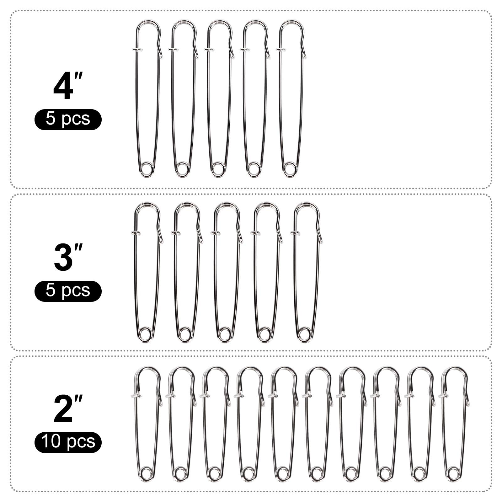Bulk Pack of 20 Heavy-Duty Safety Pins – Assorted Sizes (2", 3", 4") – Extra-Sturdy Pins for Blankets, Skirts and Crafts - Image 2