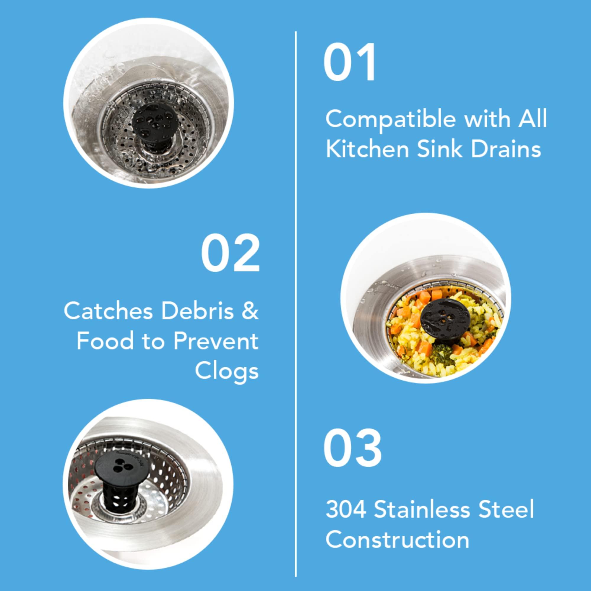 Kitchen SinkShroom Revolutionary Clog-Free Stainless Steel Sink Strainer, Chrome gray - Image 9