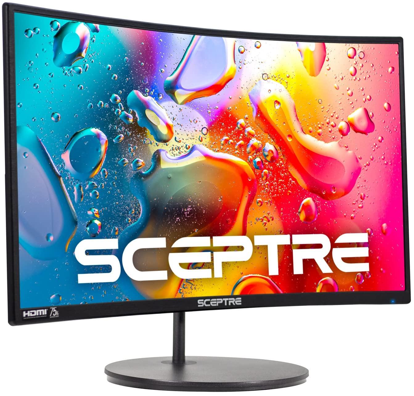 Sceptre C248W-1920RN Series 24-inch Curved Gaming Monitor, 1080p, R1500, HDMI x2, VGA, Build-in Speakers, VESA Wall Mount, Machine Black, 98% sRGB