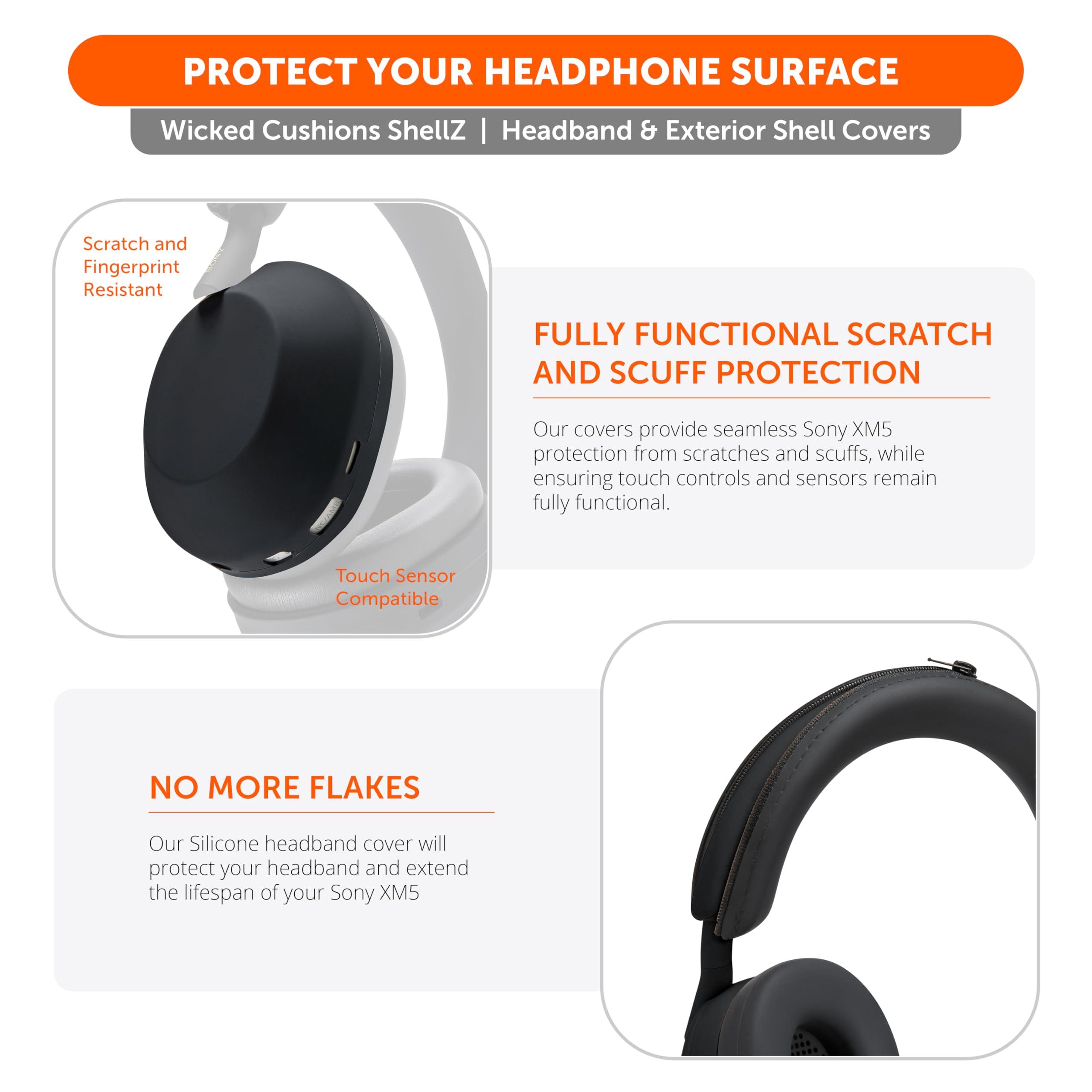 WC ShellZ XM5 - Protective Headphone Exterior Shell & Headband Covers for Sony WH1000XM5 Made by Wicked Cushions | Made with Premium Silicone | Black - Image 5
