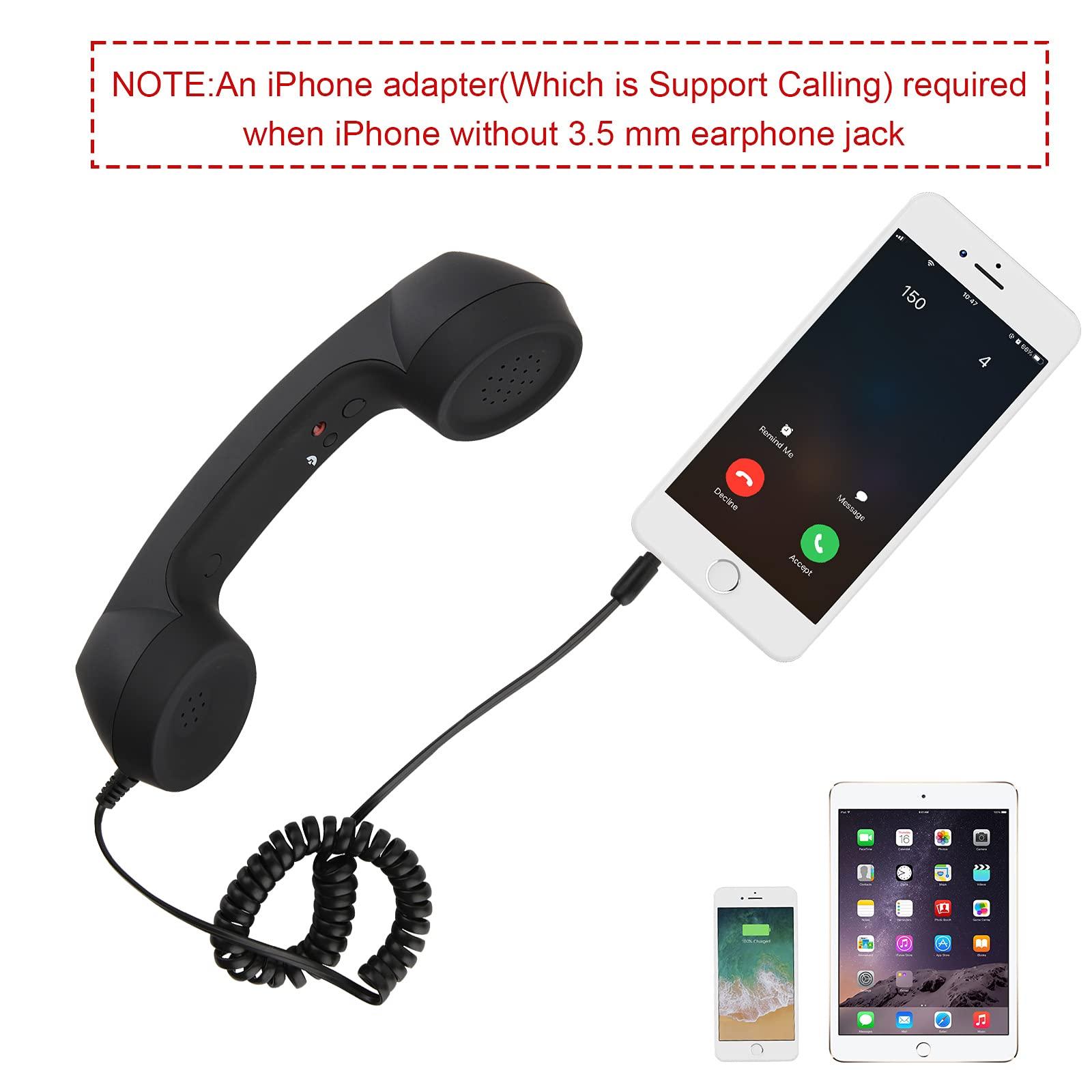 Cosmos Retro Handset Cell Phone Receiver MIC Microphone Speaker for Smartphone Cellphone with 3.5 mm Socket, Black Color with Marble Pattern Carrying Bag - Image 4