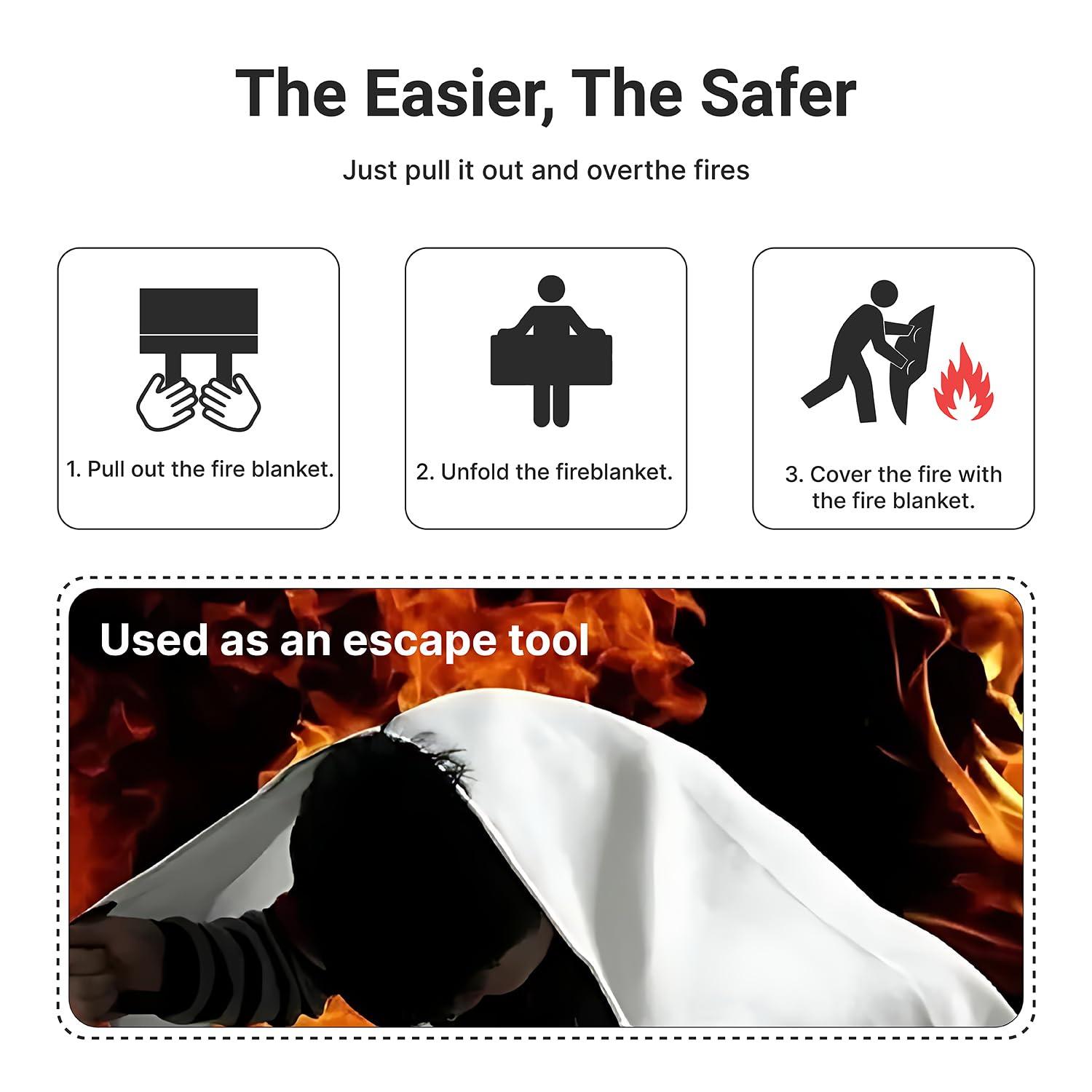 Lancryen 2025 Emergency Fire Blanket, Fire Extinguisher Blanket, Fire Suppression Fabric Flame Retardant Towel Flame Safety Cloth for Home, Kitchen, School, Grill, Car, Office, Warehouse(40” x 40”) - Image 7