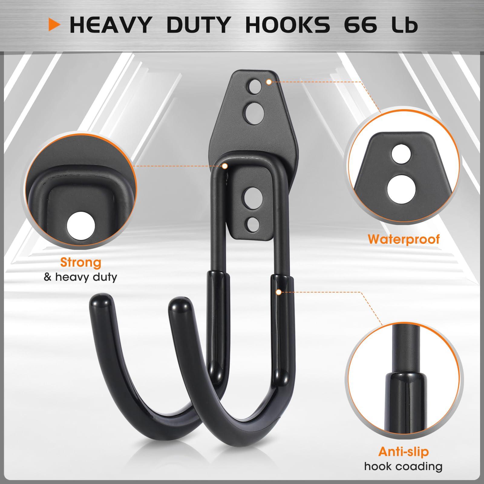 Hose Hanger Wall Mount 2 Pack,Heavy Duty Hose Holder with Screws Metal Hose Hangers for Outside,Hose Rack Suitable for Garage,Garden and Yard,Black - Image 3