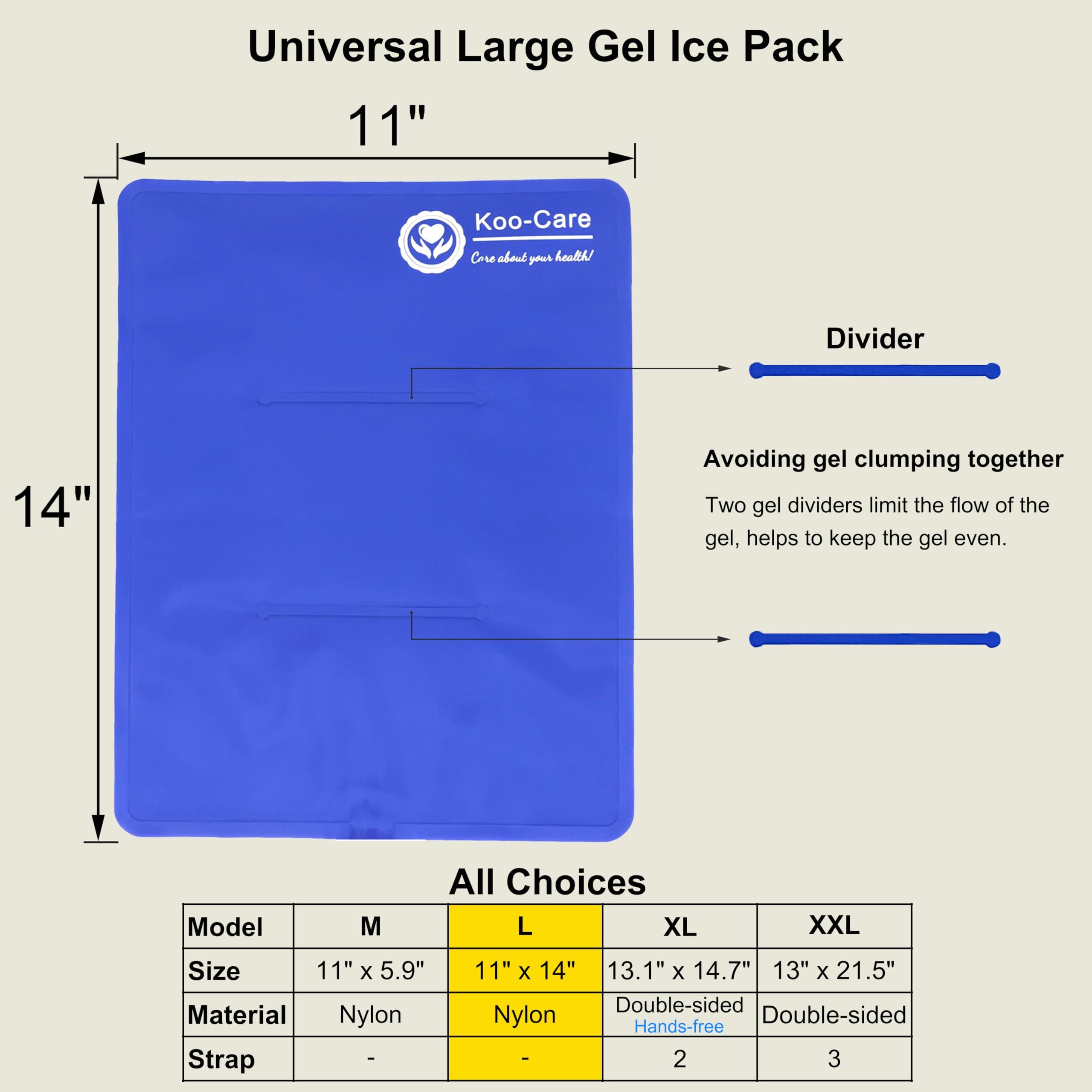 Koo-Care Large Flexible Gel Ice Pack for Injuries Reusable Hot Cold Compress - Fit for Shoulder Arm, Back, Hip, Knee, Shin, Foot Pain Relief, Swelling, Physical Therapy (L, 11" x 14") Pack of 2 - Image 3