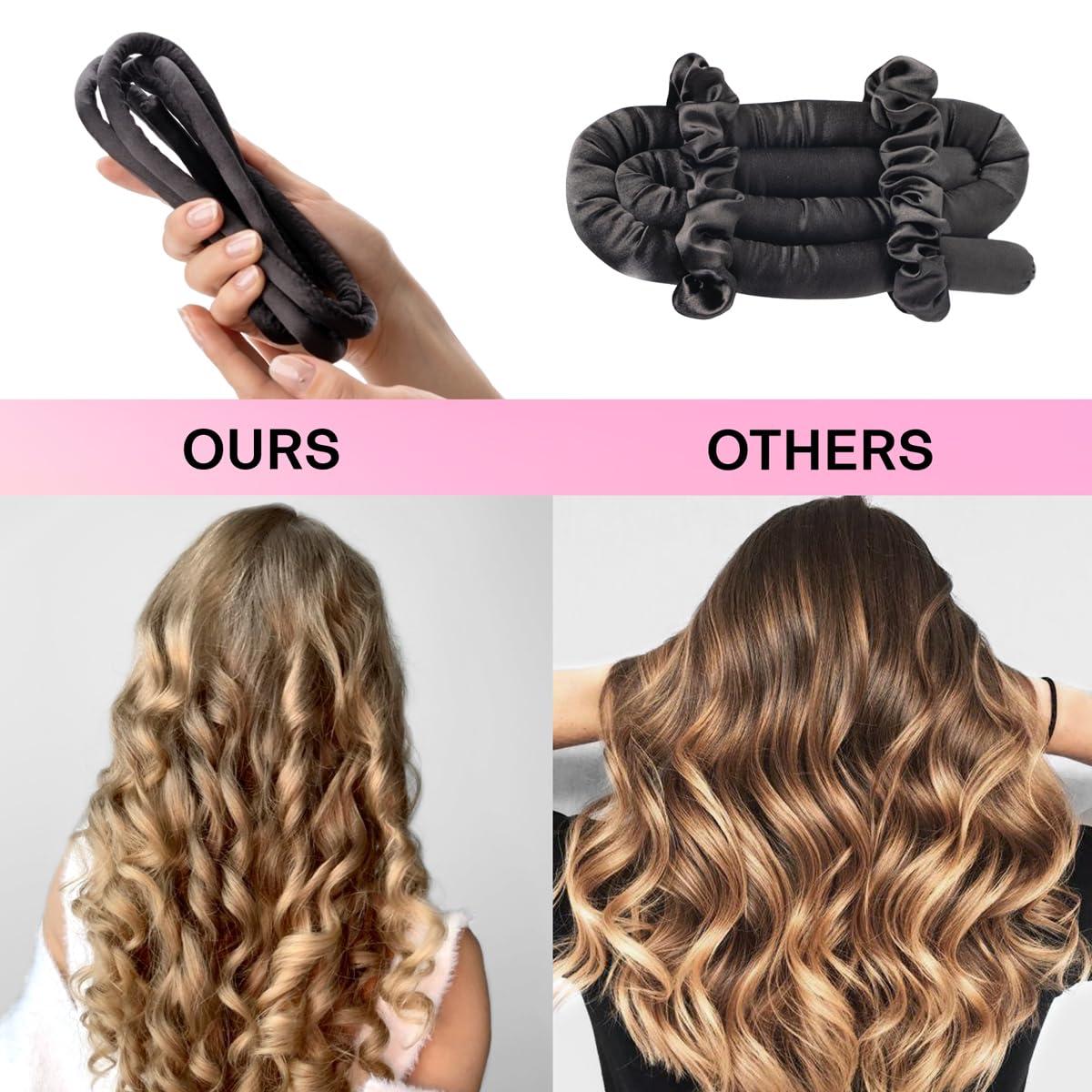 Lanzhire No Heat Overnight Curling Headband for Long and Short Hair - Thin Heatless Curlers to Sleep In (Black) - Image 5