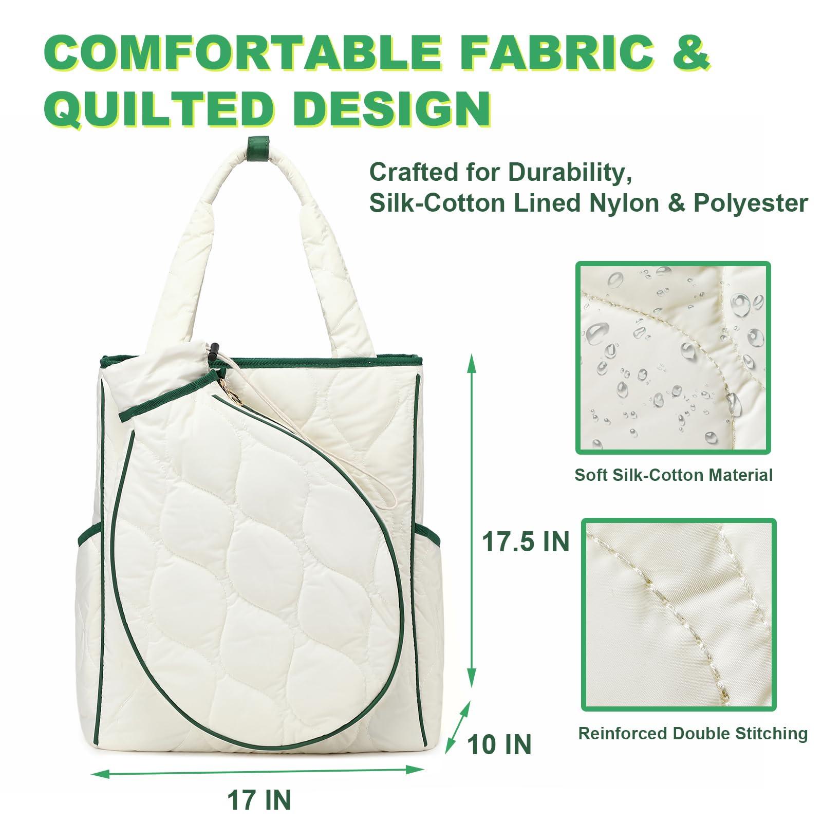 CCGTIOR 2-in-1 Tennis Tote Bag & Tennis Racket Backpack – Extra-Large Quilted Pickleball Racquet Bags, Water-Resistant & Lightweight for Men & Women - Image 4