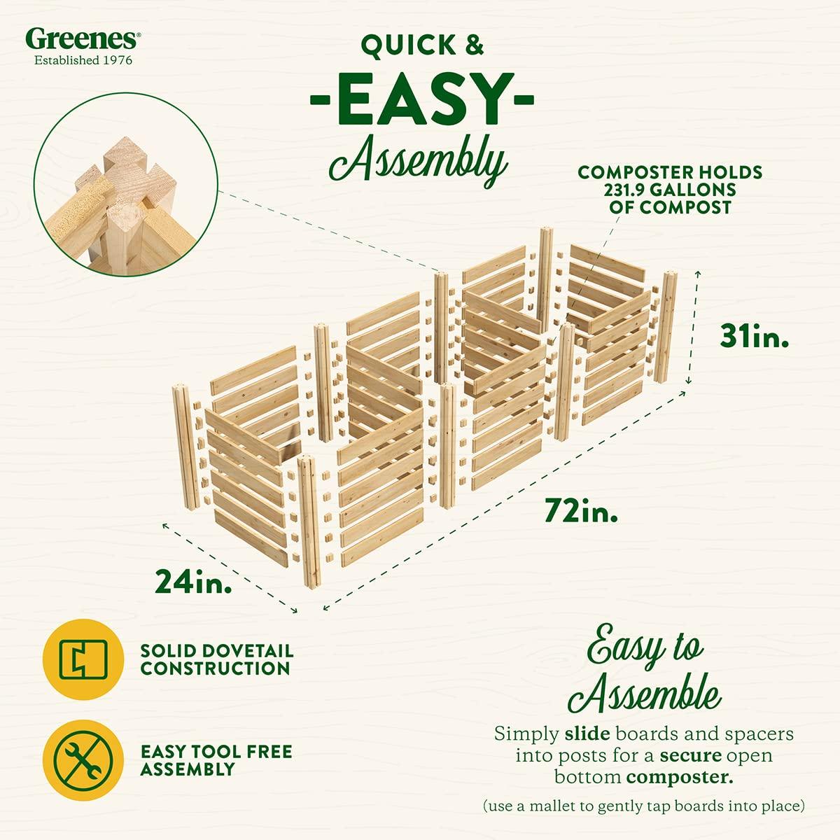 Greenes Fence Cedar Wood Composter, 24" W x 72" L x 31" H / 231.9 Gallons - Made in USA with North American Cedar - Image 2