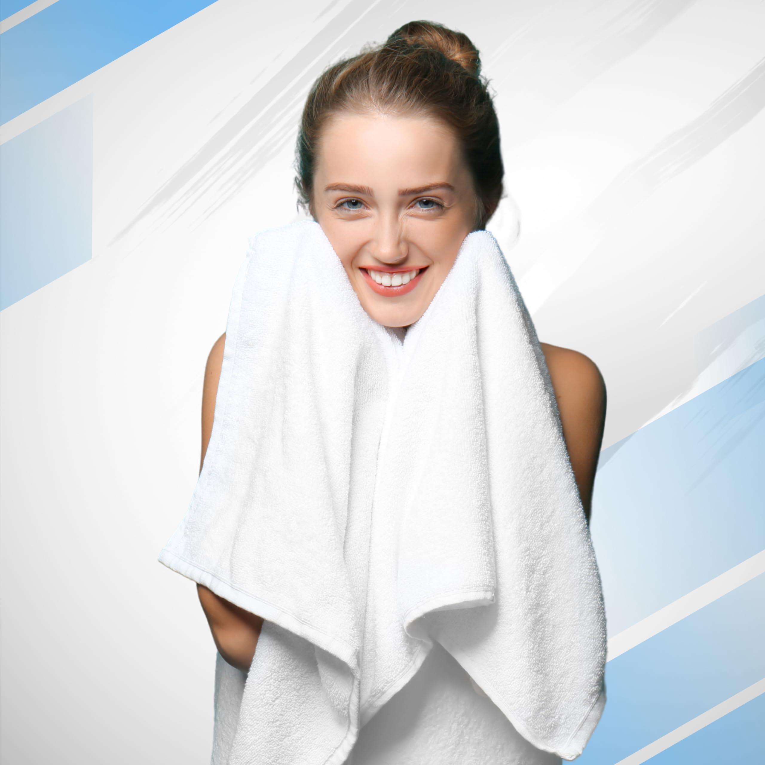 Infinitee Xclusives Luxury 100% Cotton Towel Set – 8 Piece Bathroom Towel Set (2 Bath Towels, 2 Hand Towels, 4 Washcloths) – Soft & Absorbent Towels for Bathroom (Brilliant White) - Image 2