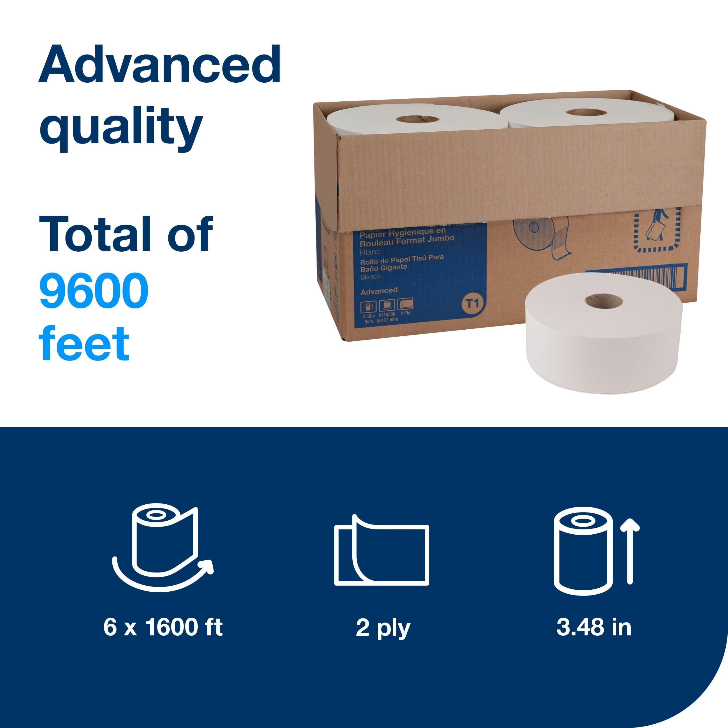 Tork Jumbo Toilet Paper Roll White T1, Advanced, 2-ply, 6 x 1600 feet, 12021502, 6 Count (Pack of 1) - Image 2
