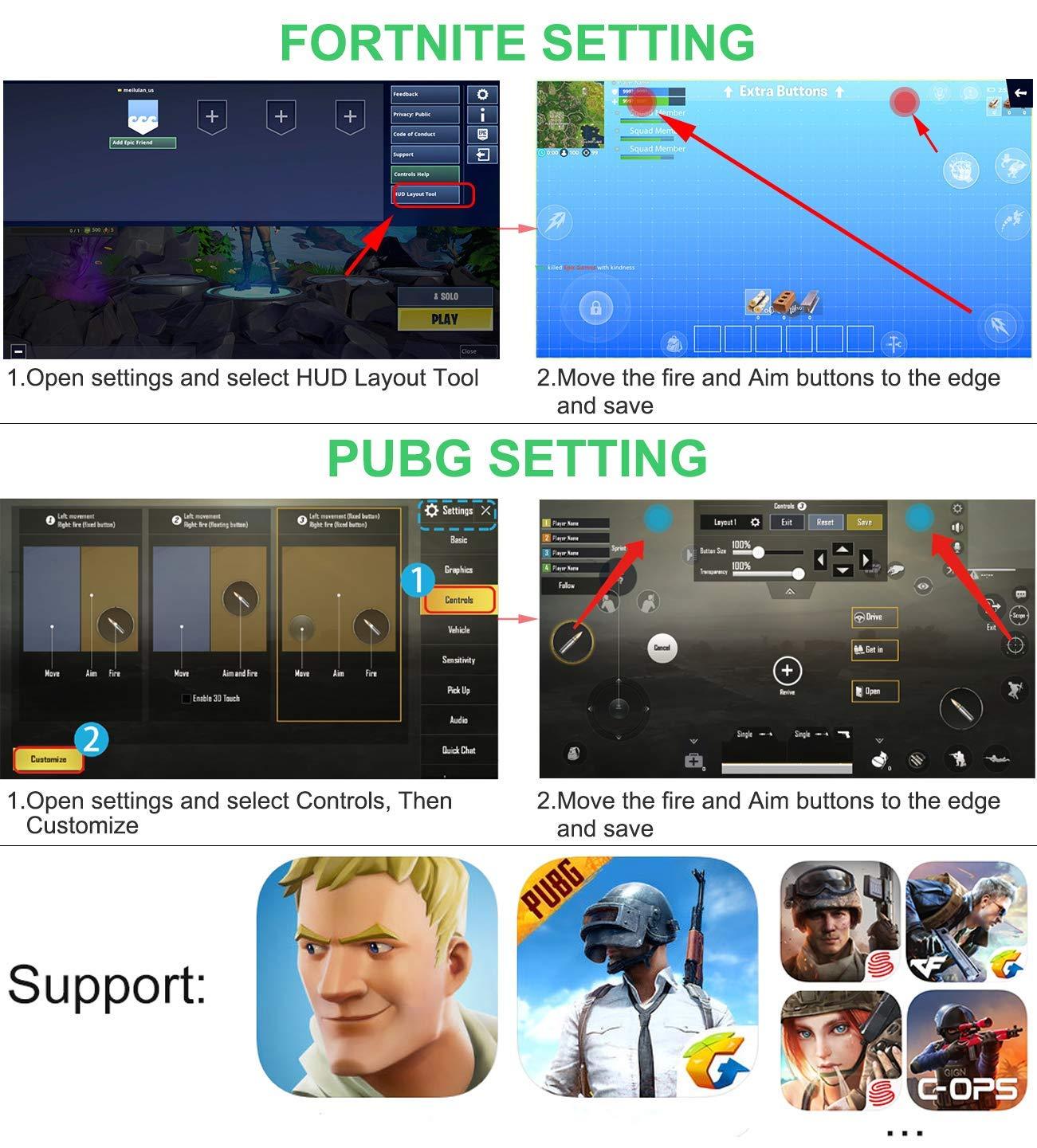 Ytuomzi Mobile Phone PUBG Game Controller L1R1 Shoot and Aim Trigger Joystick Ergonomic Gamepad for PUBG Mobile/Knives Out,Phone Gaming Controller for 4.7''- 7.0'' Android & iOS (H6) - Image 7