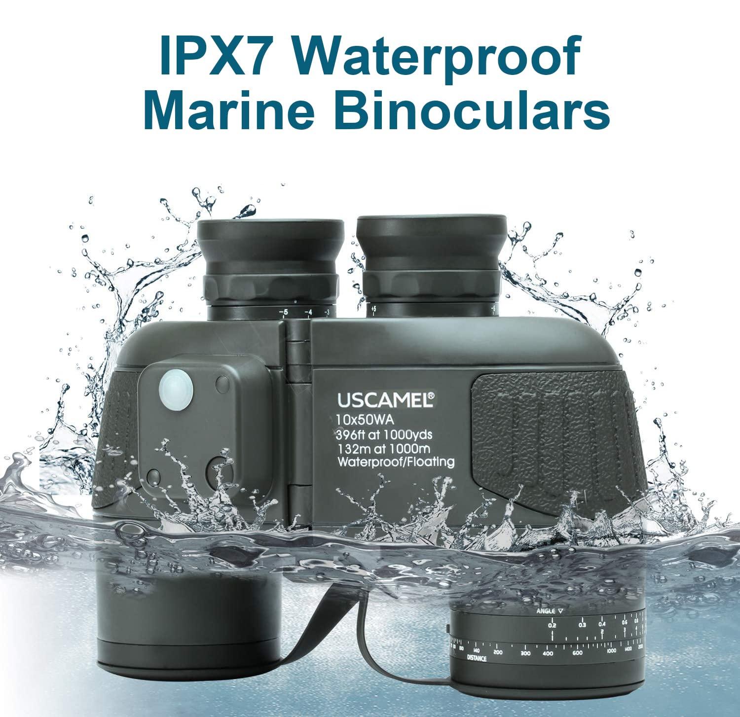 USCAMEL 10X50 Marine Binoculars for Adults with Rangefinder Compass, Waterproof Marine Binoculars for Sailing Boating Fishing - Image 6
