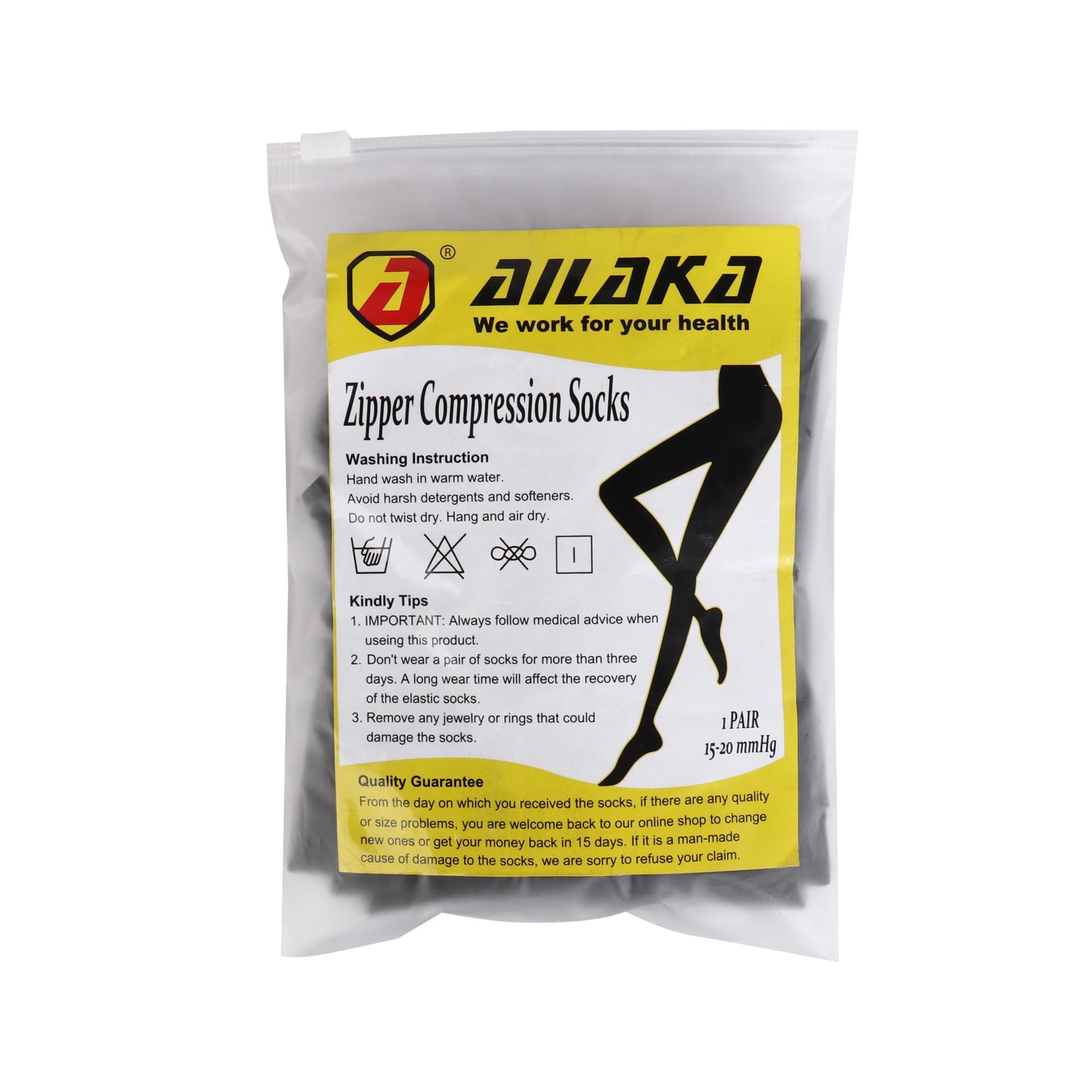Ailaka Medical Zipper Compression Socks, 15-20 mmHg Knee High Open Toe Compression Socks for Men Women, Support Socks for Varicose Veins, Edema - Image 10