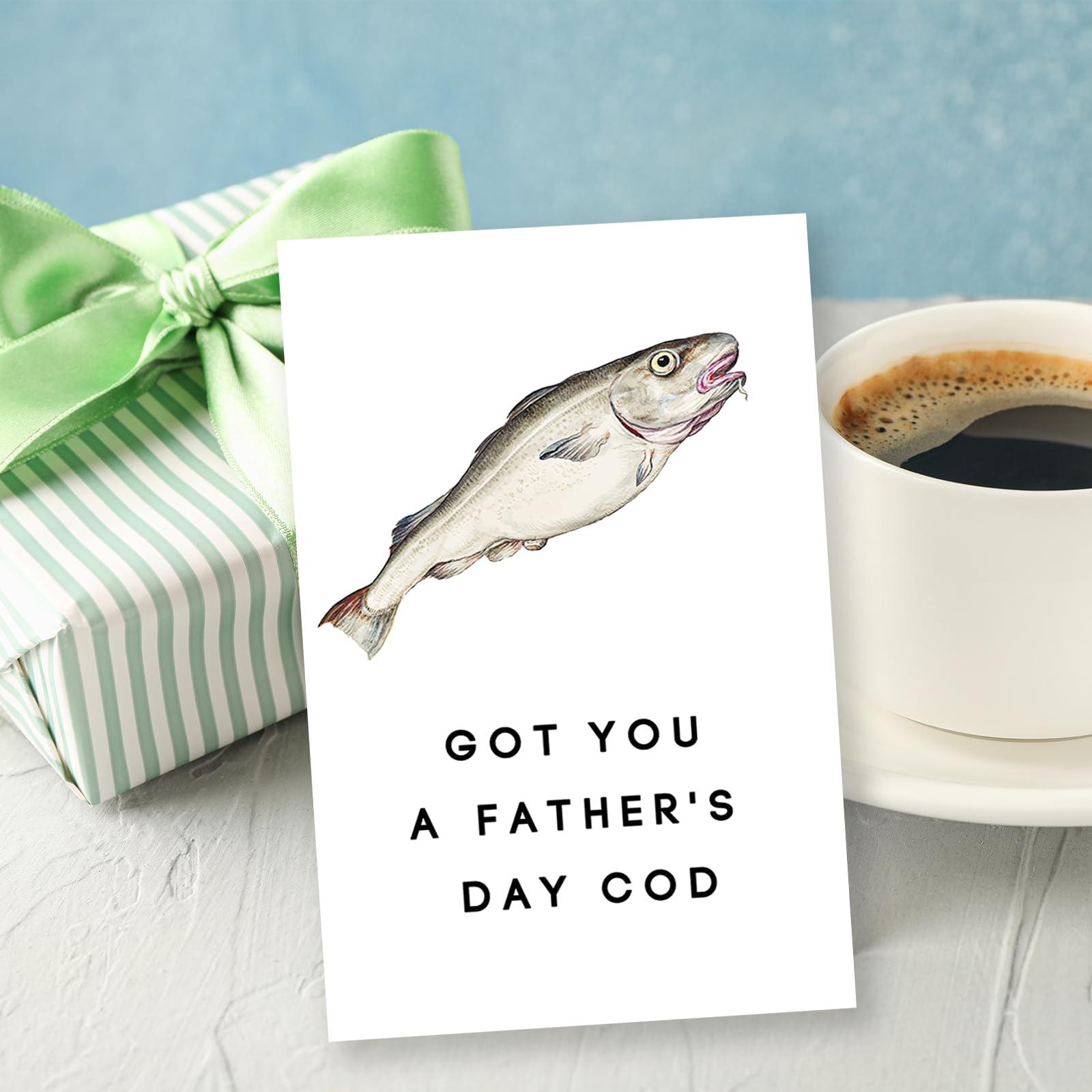 MQMRYeto Fishing Father's Day Card For Dad, Got You A Father's Day Cod, Funny Father's Day Card, Father's Day Card Pun, Fathers Day Idea Gift For Men Him - Image 6