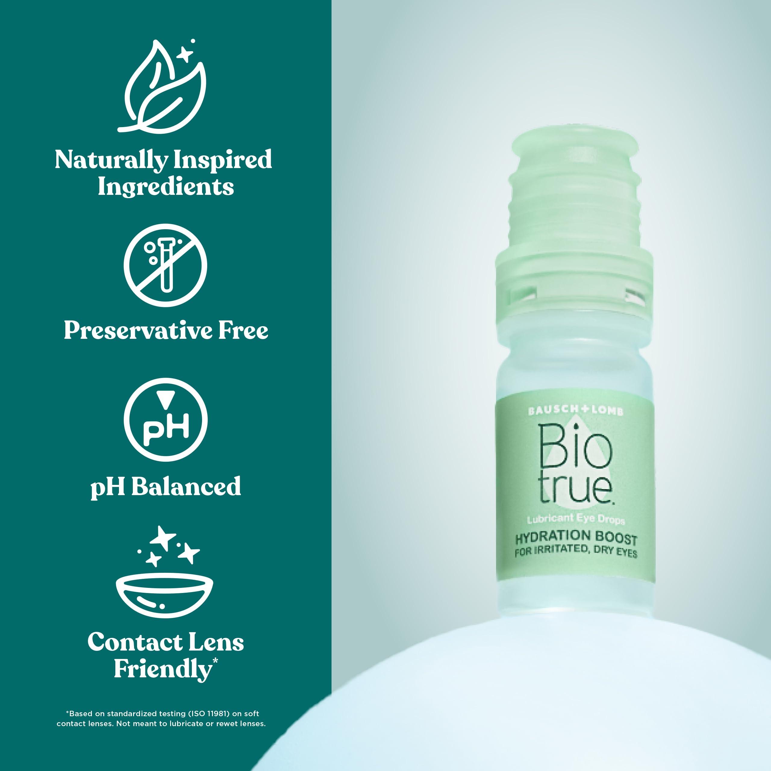 Biotrue Hydration Boost, Preservative-Free Eye Drops for Dry Eyes, Instantly Moisturizes, Clears and Rehydrates, Contact Lens Friendly, Refresh & Relieve Eye Irritation, 0.33 FL Oz (Pack of 1) - Image 2