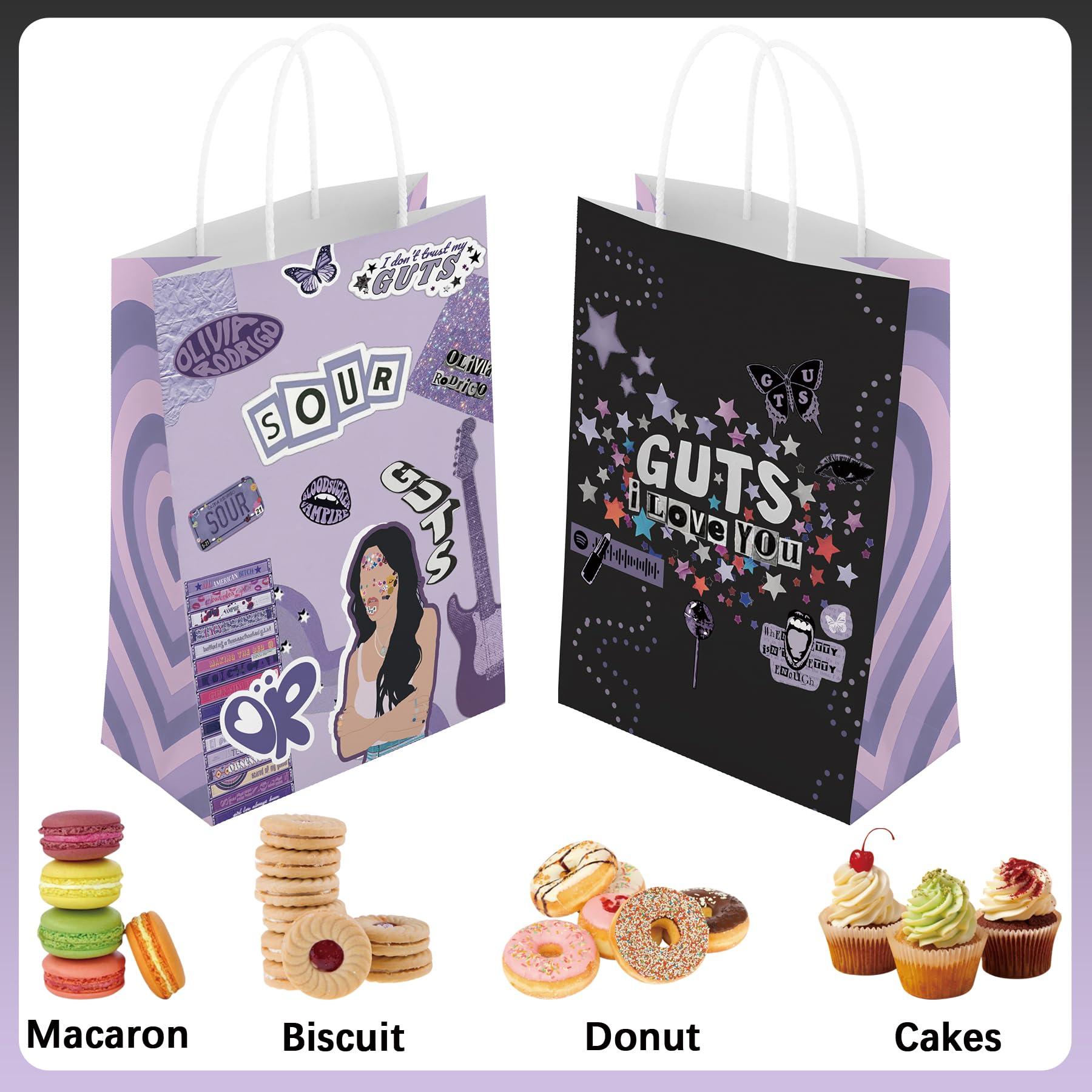 HOMEZZO 16 Pcs Purple Gift Bags, Purple Goodie Treat Bags Butterfly Party Favor Bags for Birthday Party Music Fans Gathering Purple Themed Party - Image 4