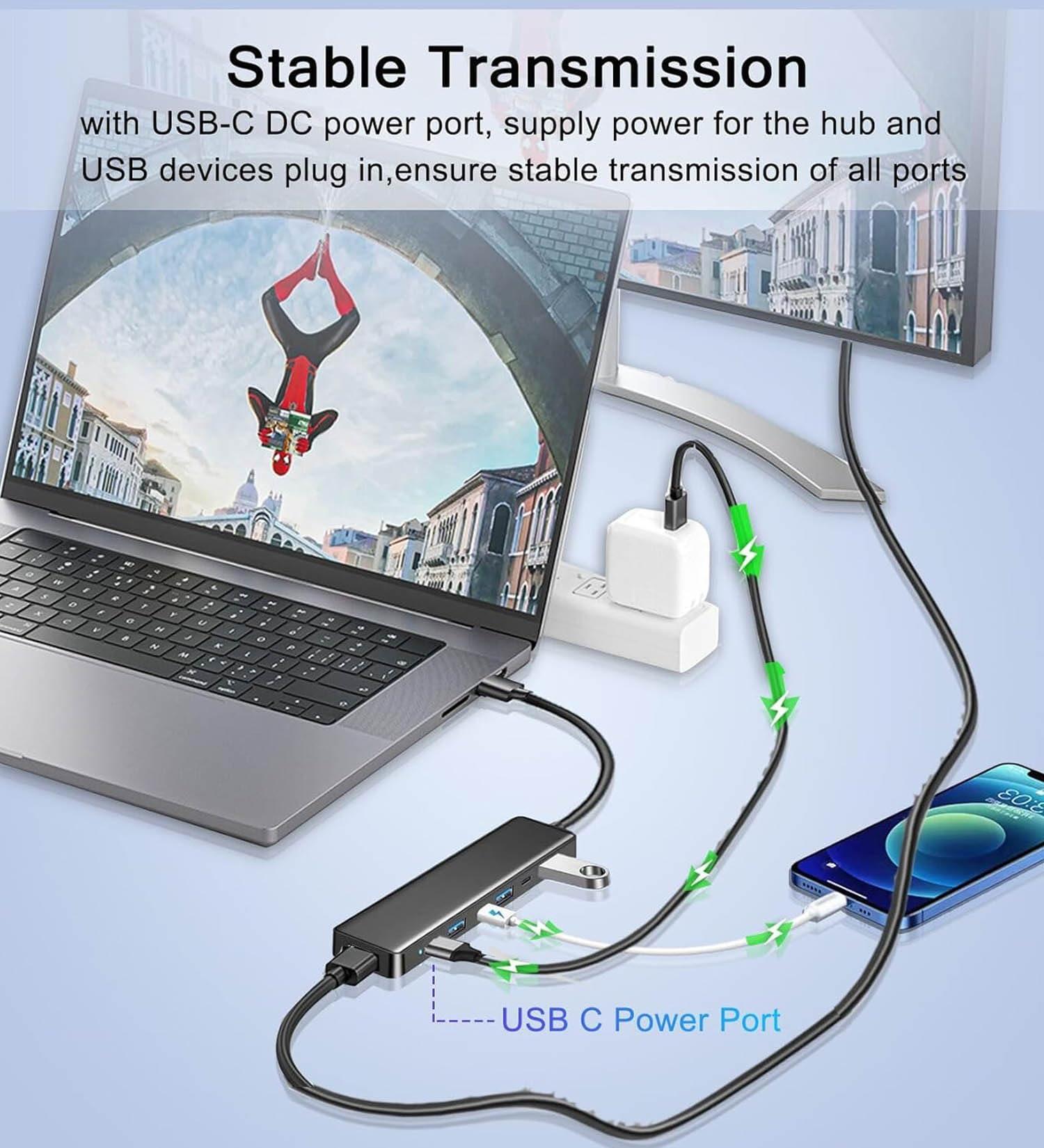 VIENON USB 3.0 to HDMI Adapter (7-in-1), USB 3.0 Hub with HDMI 1080P, USB C Data & Power Ports, Docking Station for Monitor, PC, Laptop, Desktop Support Windows 7/8/10 & Mac OS - Image 7