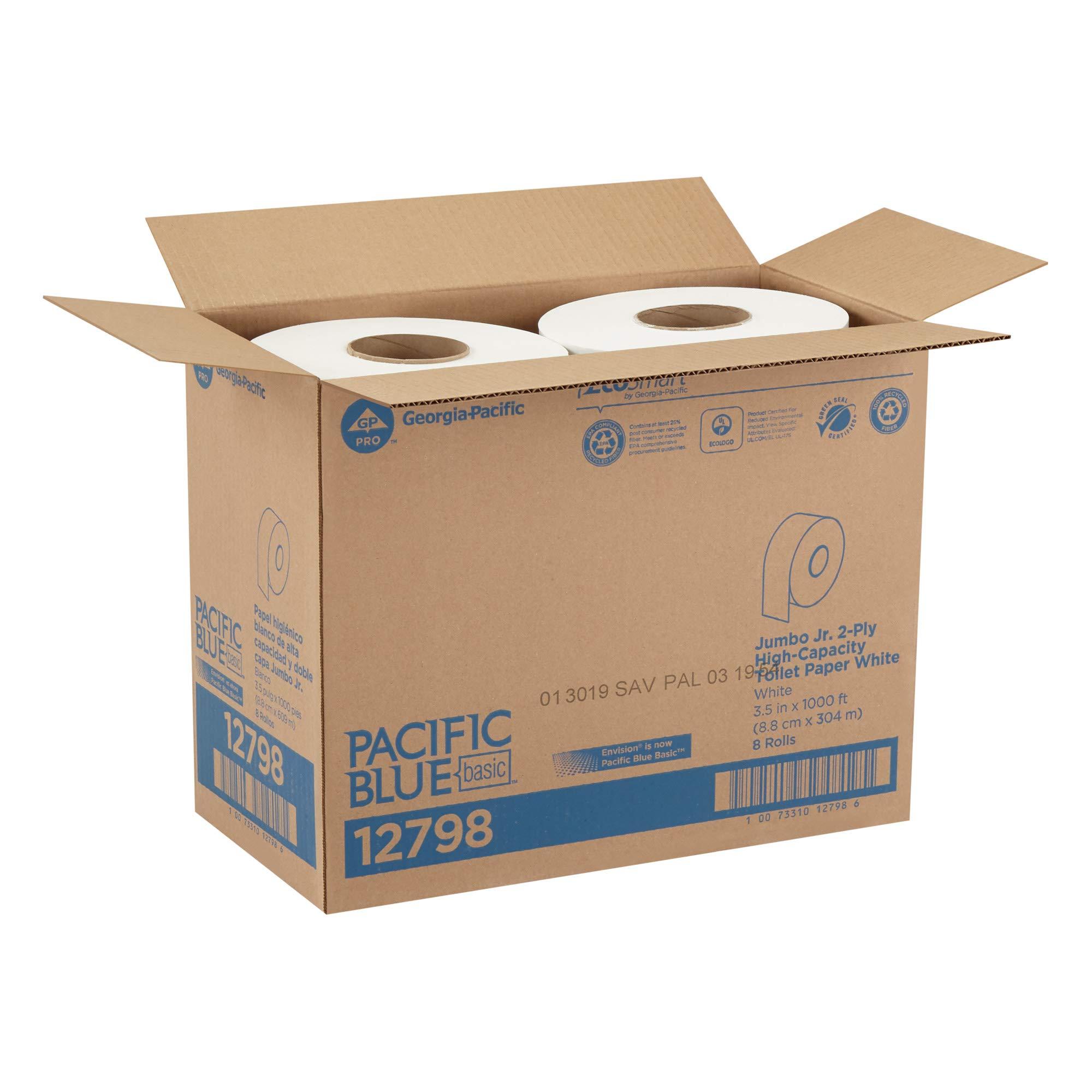 PACIFIC BLUE BASIC® JUMBO JR. 2-PLY HIGH-CAPACITY TOILET PAPER, WHITE, 8 ROLLS PER CASE - Image 4